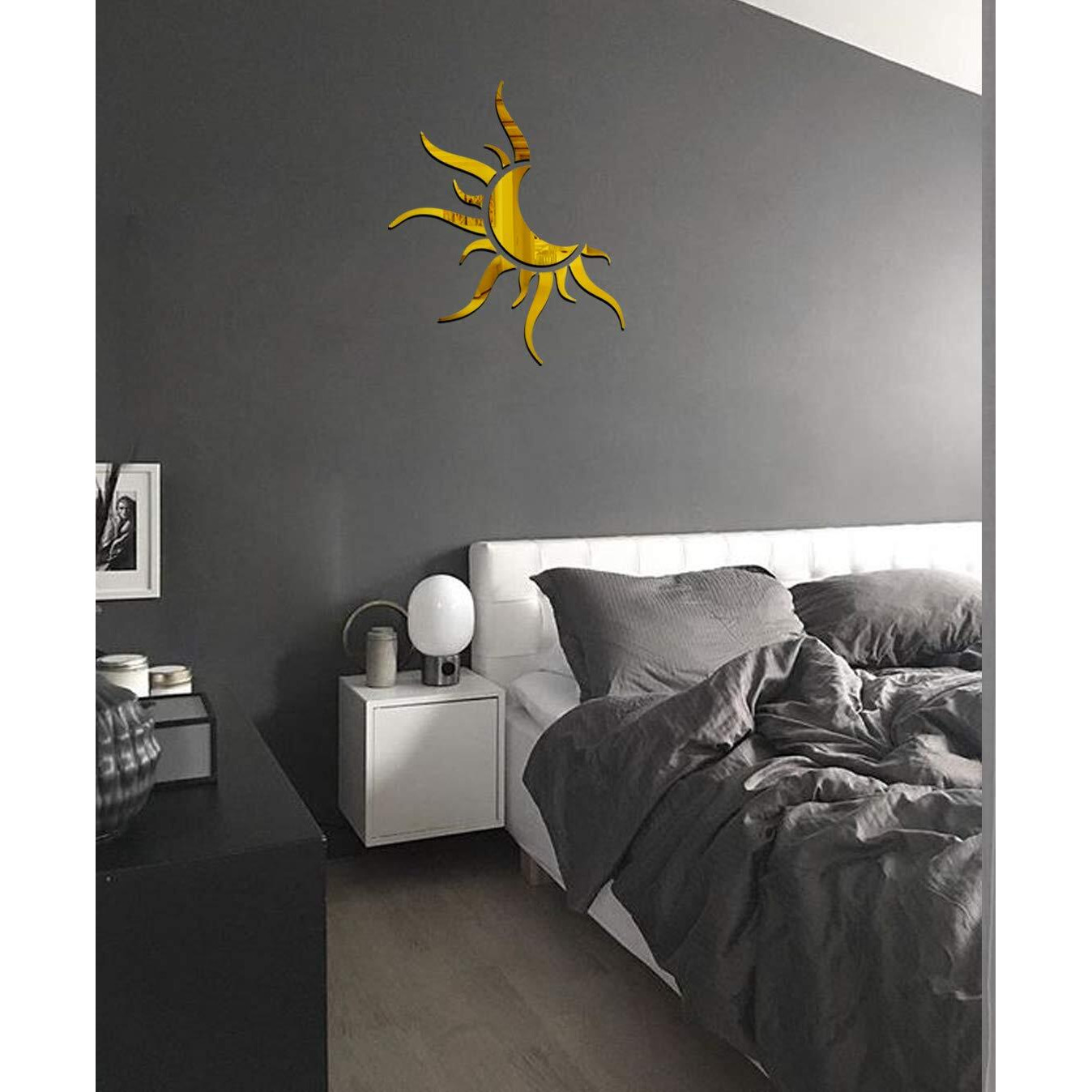 Ghar Kraft Chandramani Golden Acrylic Wall Sticker|Wall Sticker Decor|3D Wall Stickers For Home Decoration|Wall Sticker 3D For Hall|