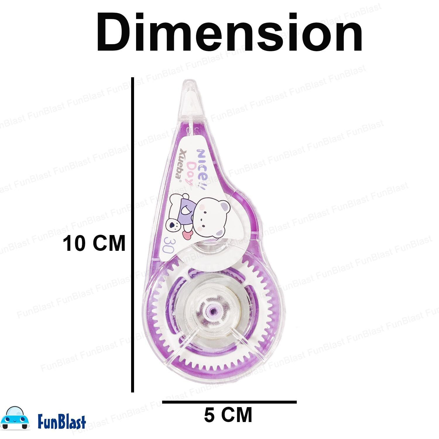 Funblast Correction Tape - Pack Of 2 Pcs Correction Tape With Magnifier Glass, Correction Pen 30 Meter X 5 Mm, For Journal, Whitener For Correction, Stationary Items, Correction Pen Tape (Purple)