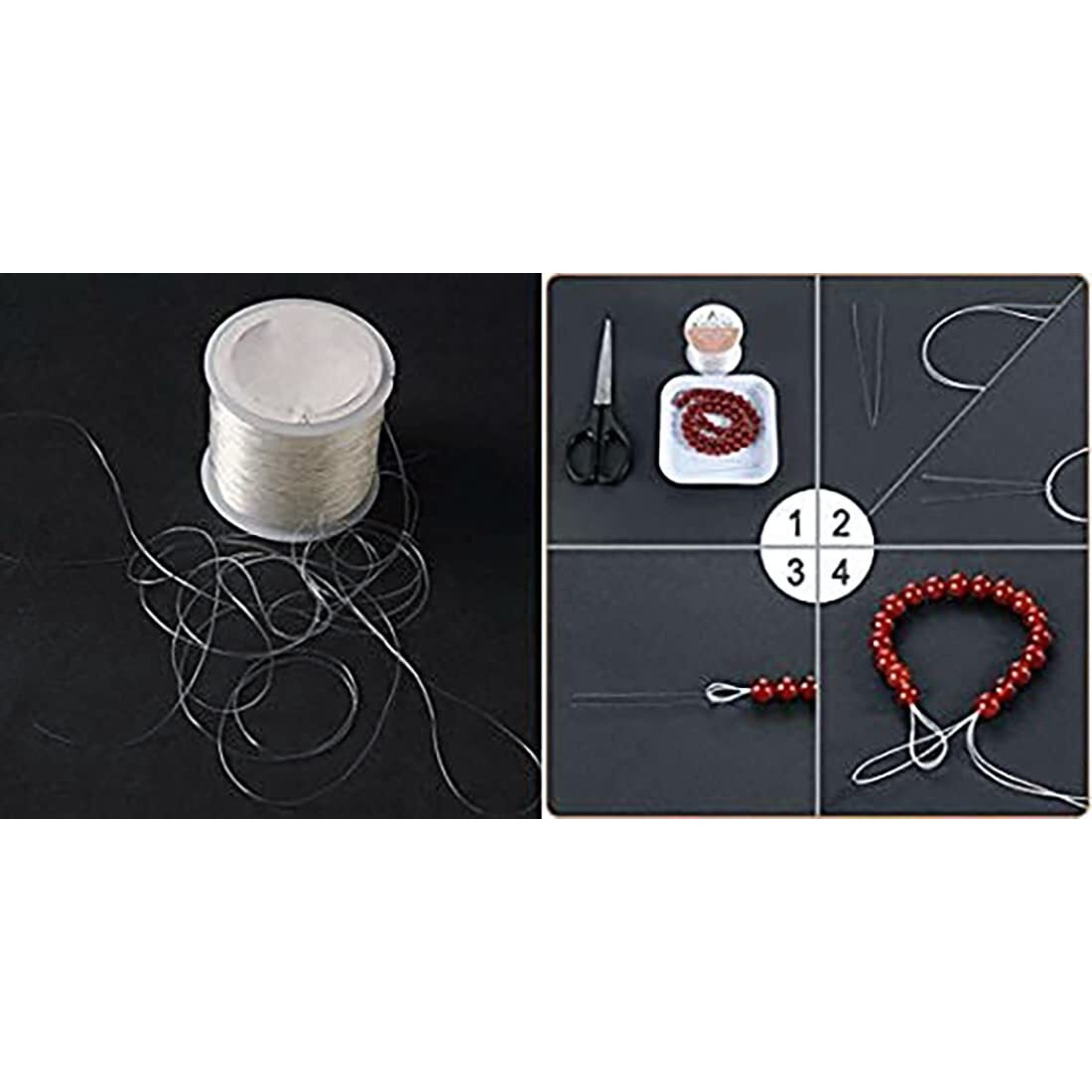 Diy Crafts Pack Of 1 Roll, Beading Cords & Threads, Roll Stretchy Roll White Elastic Clear Beading Thread Stretch Polyester String Cord (60 Meters(Pack Of 1 Roll, Beading Cords & Threads)