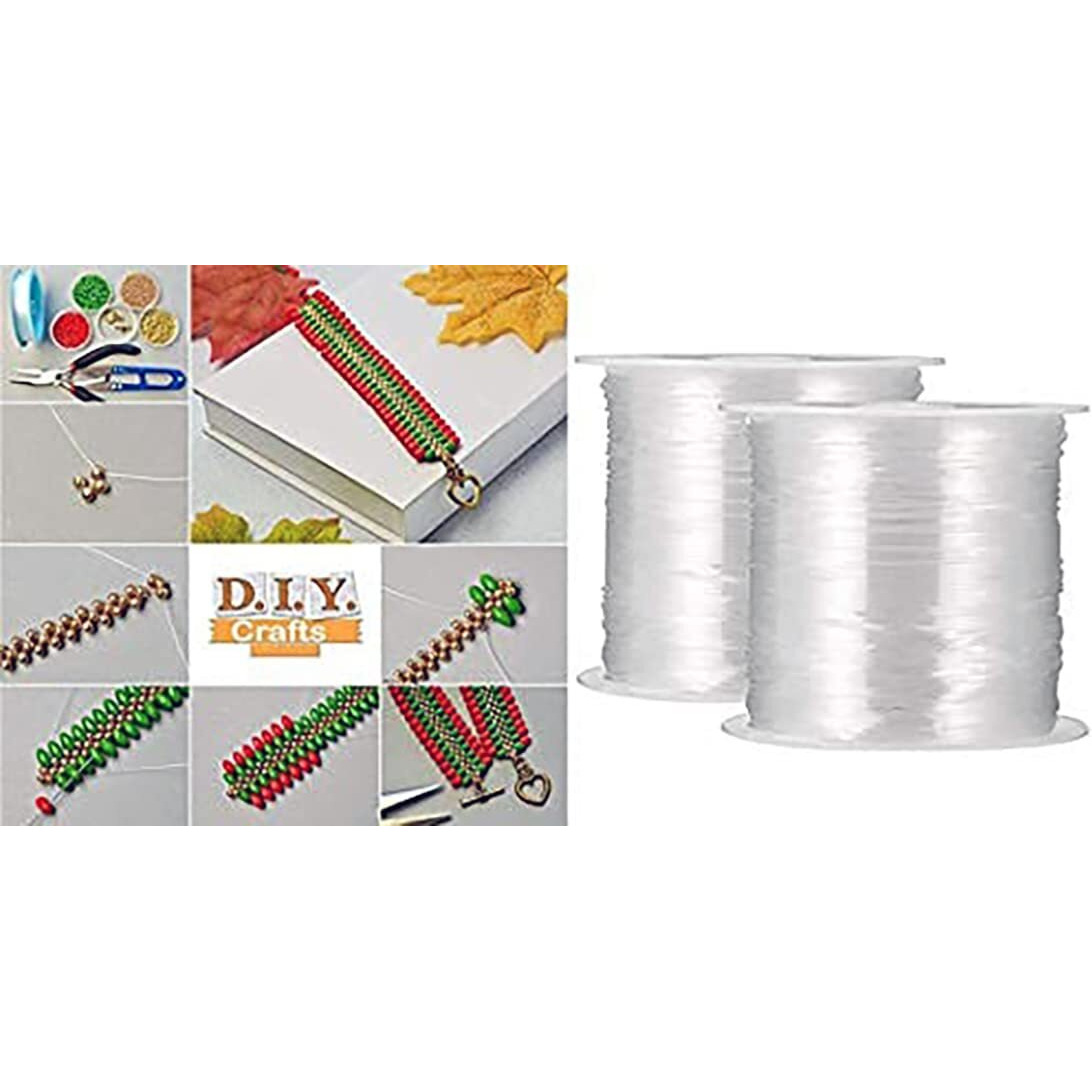 Diy Crafts Pack Of 1 Roll, Beading Cords & Threads, Roll Stretchy Roll White Elastic Clear Beading Thread Stretch Polyester String Cord (60 Meters(Pack Of 1 Roll, Beading Cords & Threads)