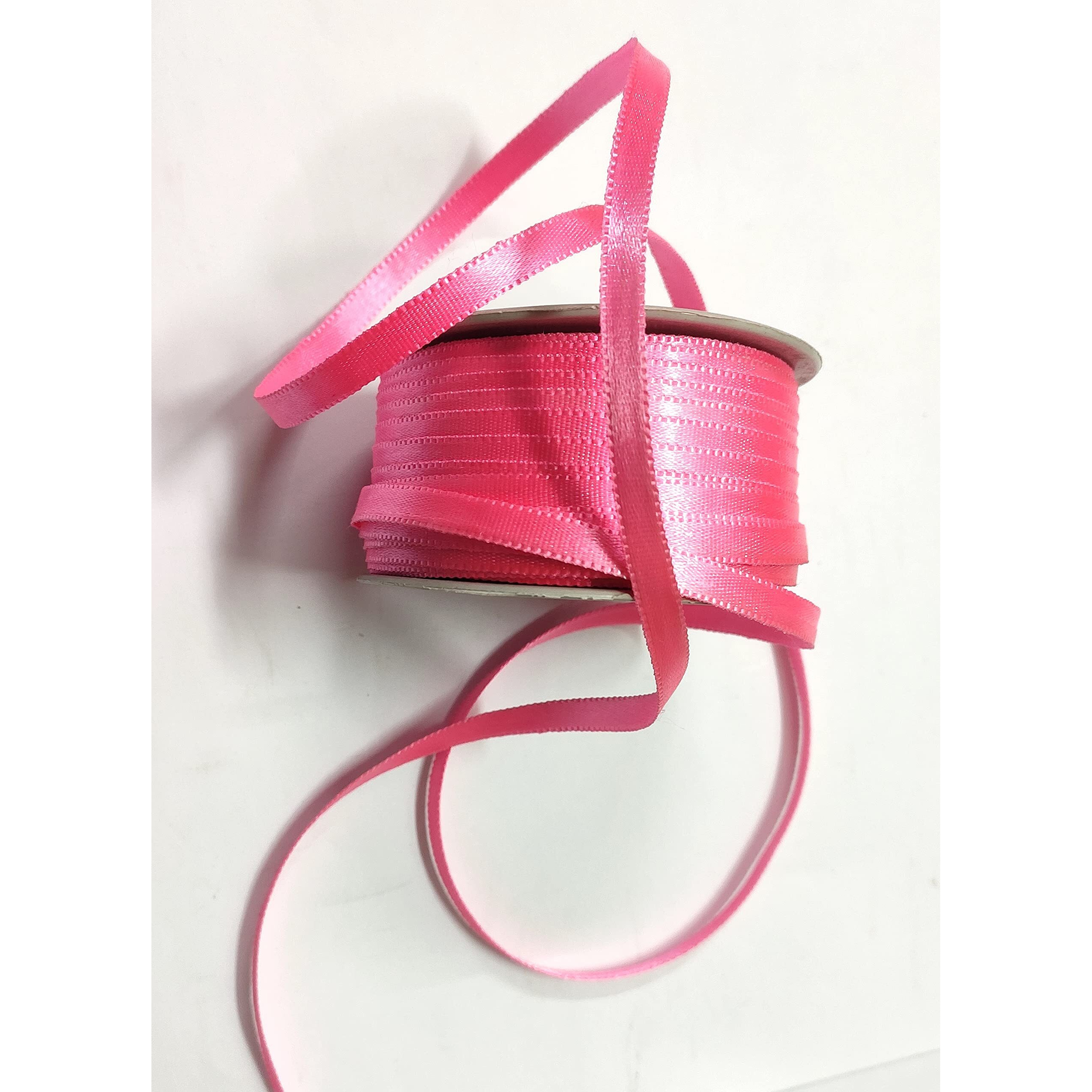 Omx Size - 0.25 Inch(6Mm), 45 Mtr Satin Ribbon For Decoration, Gift Wrapping, Multi-Purpose Use, (Fusia)