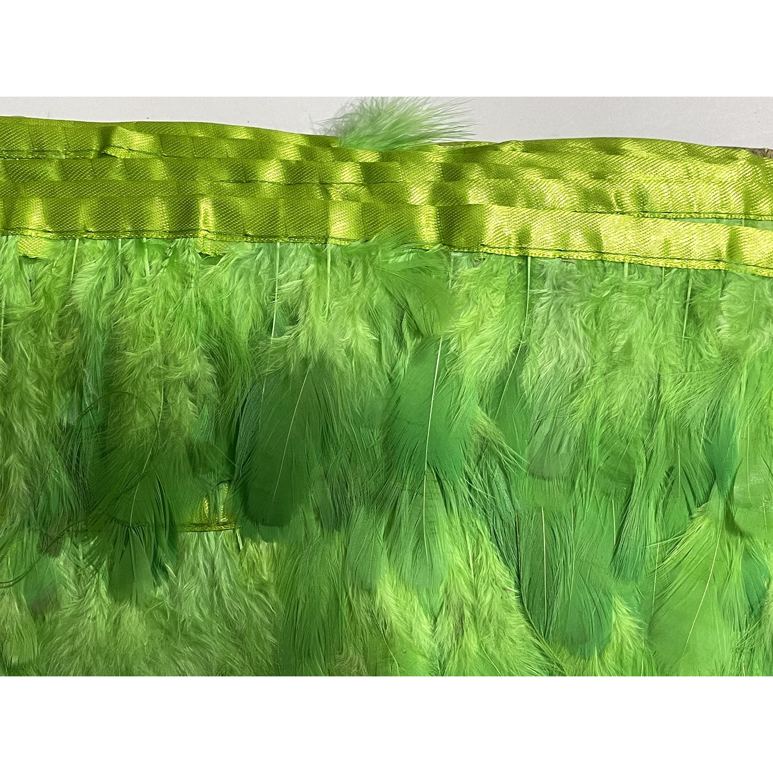 Omx Natural Dyed Feathers Lace (2-4 Inch) (9 Mtr, Light Green)