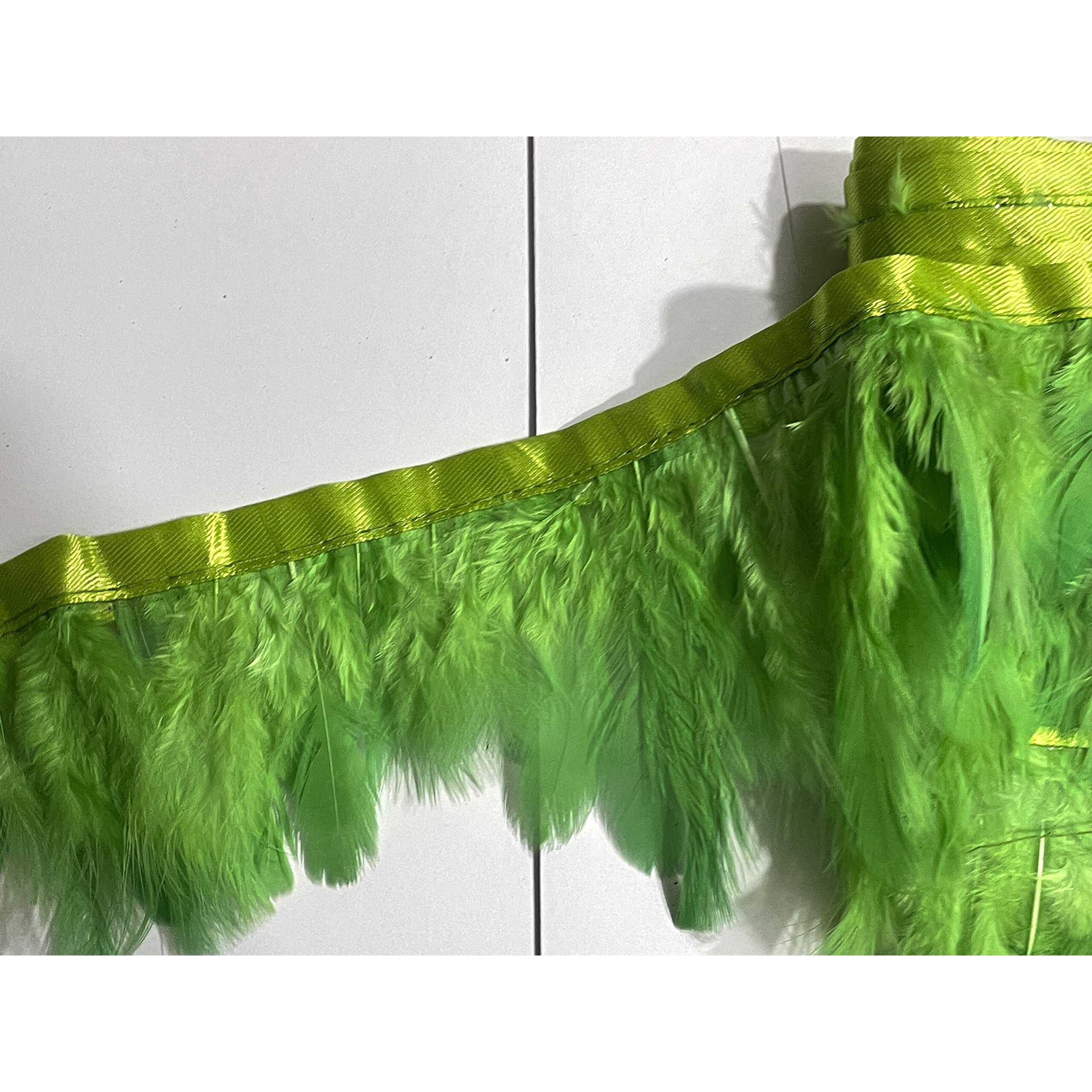 Omx Natural Dyed Feathers Lace (2-4 Inch) (9 Mtr, Light Green)