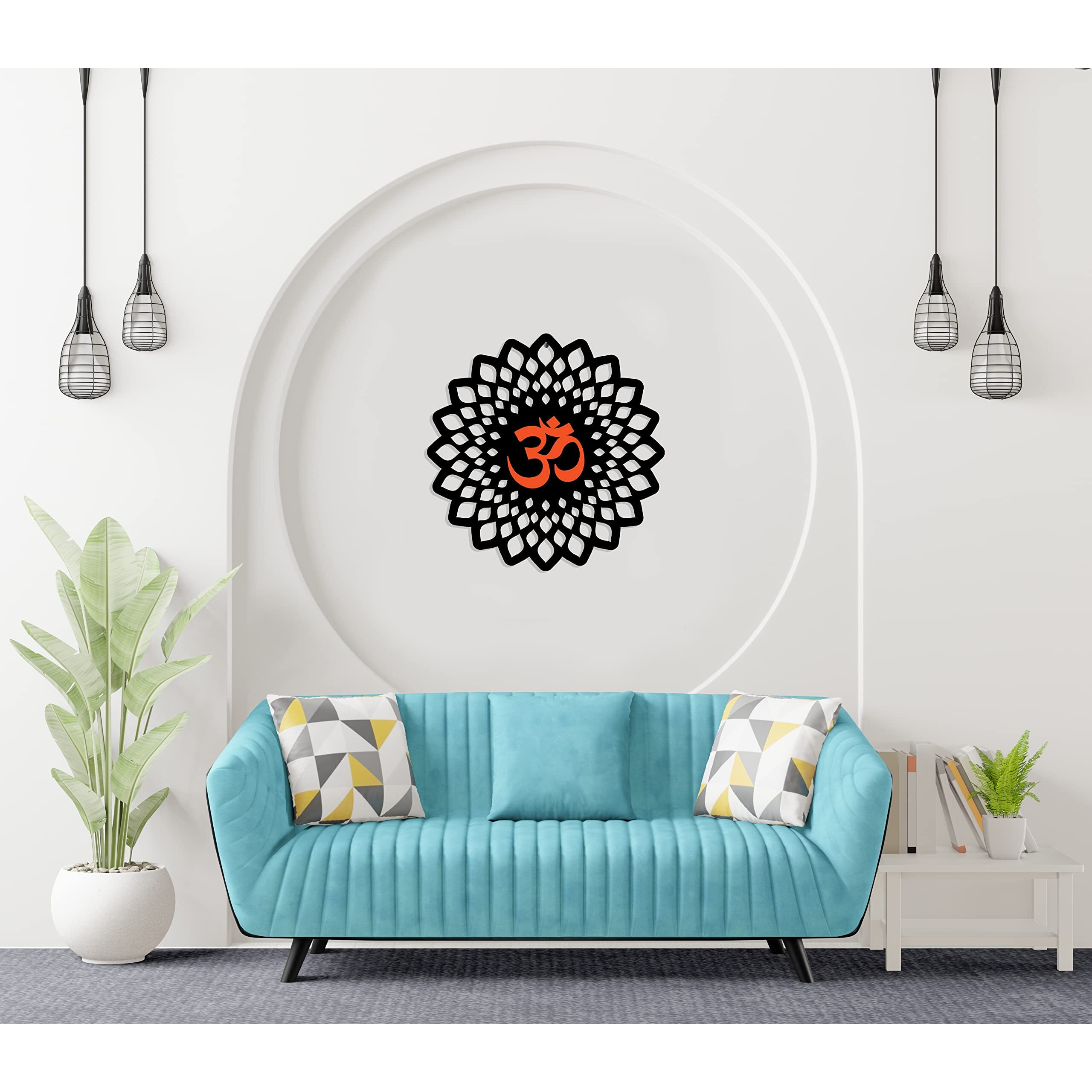 Freny Exim Om Wall Decor For Energy And Positivity Wall Art(Mdf, Black-Orange, 12 Inch)-003