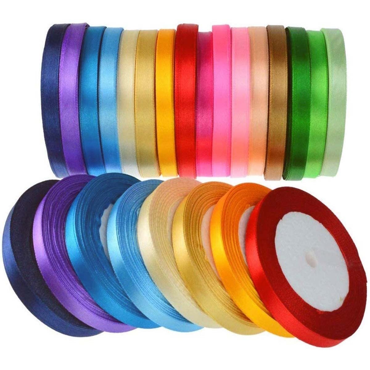 Diy Crafts 15 Meter, Yards Random, Ribbon Double Face Non Fading Woven Satin Polyester 15-25 Colors Unsorted Bulk For Gift Wrapping Party Decoration In Chr(Pack Of 15 Meter, Yards Random)