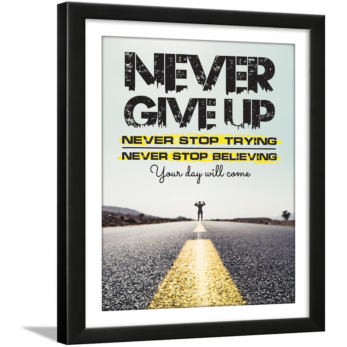 Chaka Chaundh - Motivational Quotes Wall Frames - Framed Quotes Art Posters - Inspirational Wall Quote For Office, Student, Study Room - (14 X 11 Inches) (Never Give Up - Multicolor)