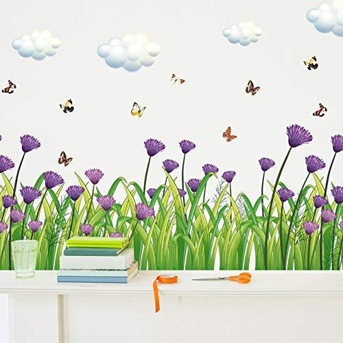 Indian Royals Grass Flowers And Butterfly Design Wall Art Decoration Pvc Vinyl Removable Wall Sticker (50 Cm X 70 Cm)