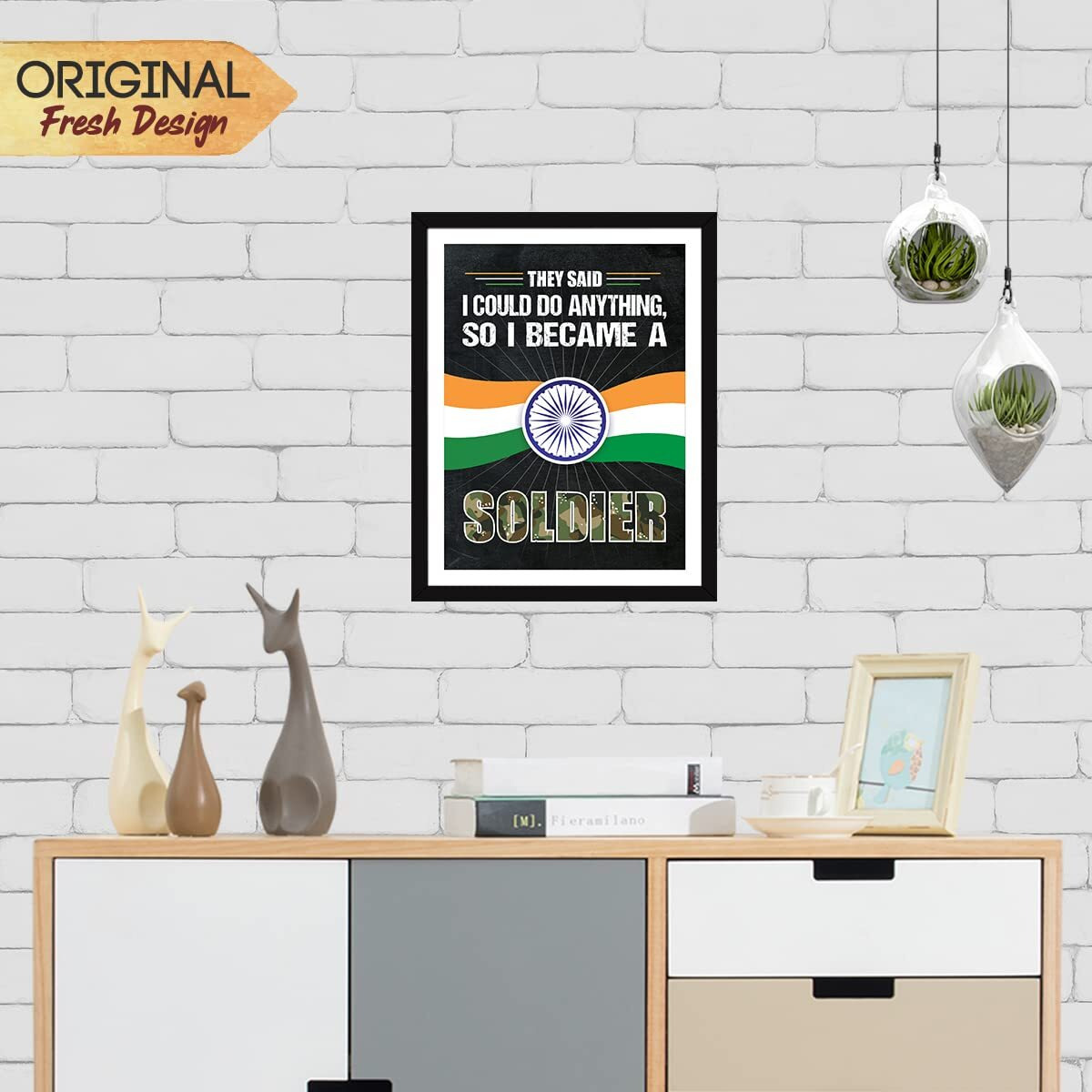 Chaka Chaundh - Army Quotes Wall Frames - Army Quotes Posters - Indian Army Quotes - (13.6 X 10.6 Inches) (Become A Soldier - Black)