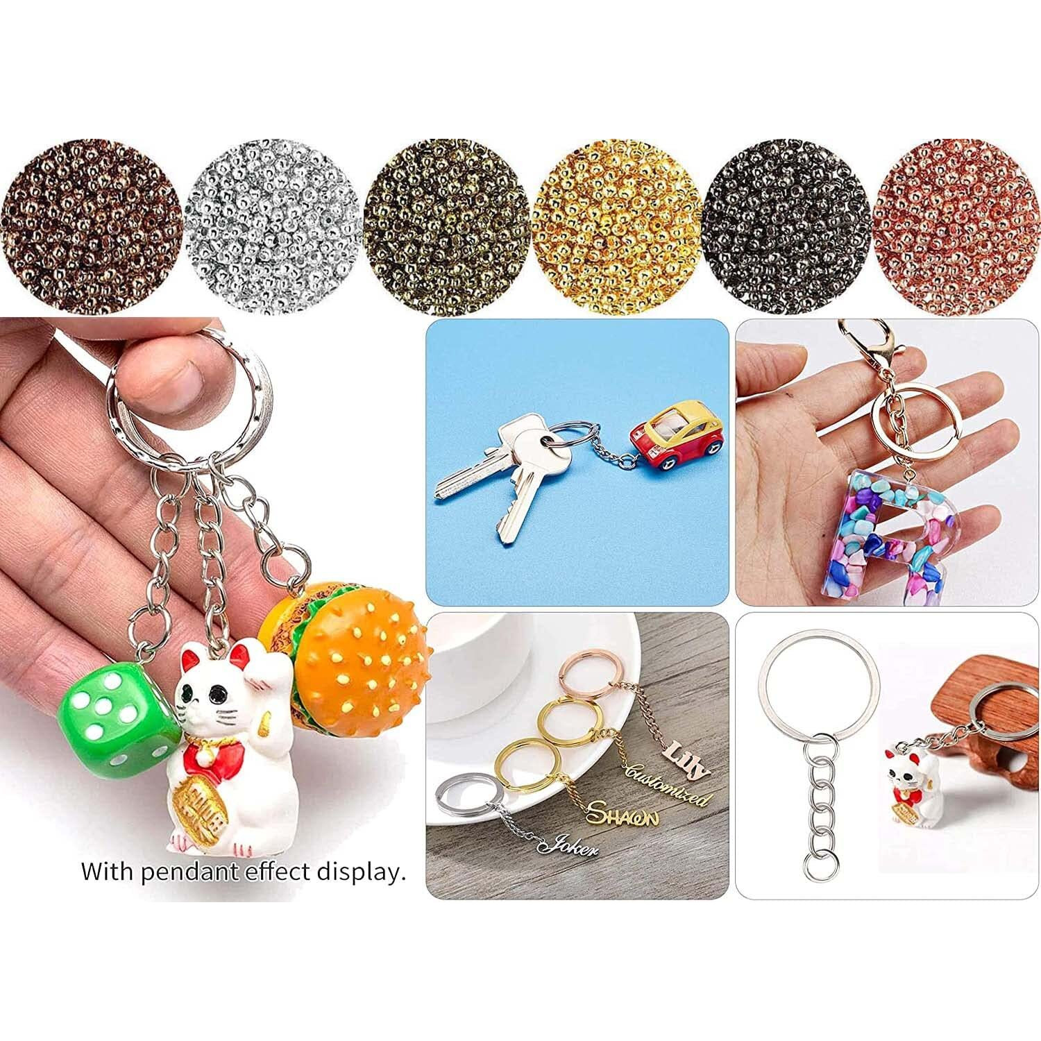 Diy Crafts 2X, Dark Gold, 2 Pcs Only, Split Key Ring With Chain Set, Metal Flat Keychain Rings 1 Inch With Open Jump Rings And Screw Eye Pins Bulk, Colors Choice, For Resin (2X, Dark Gold)