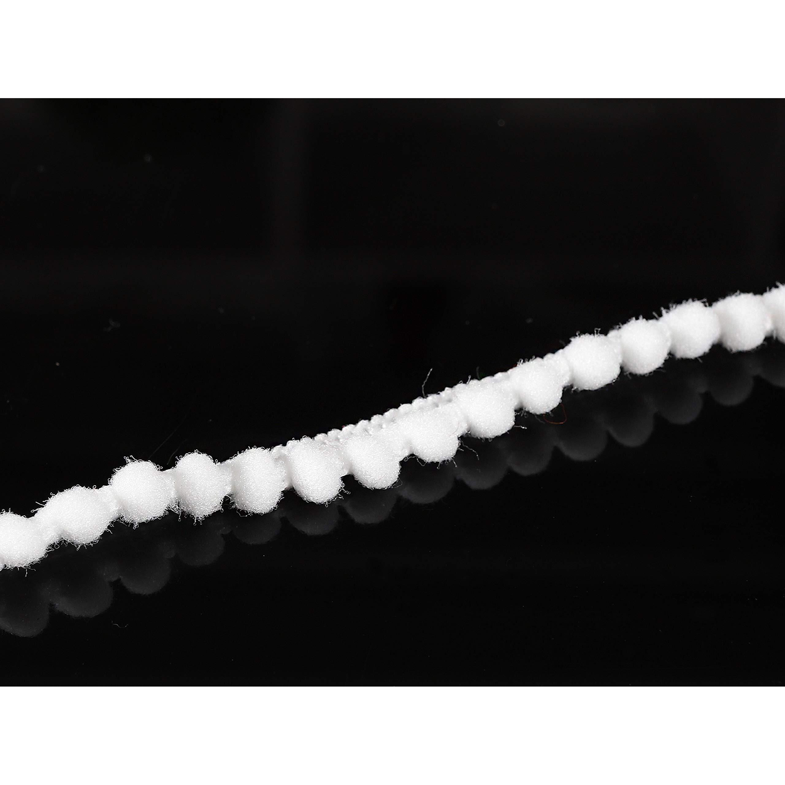 Handicraft-Palace Pom Pom Mini Bobble Ball Fringe Braid Lace Trimming For Crafting Sewing Hats (White, 50 Meter) (10 Meter)