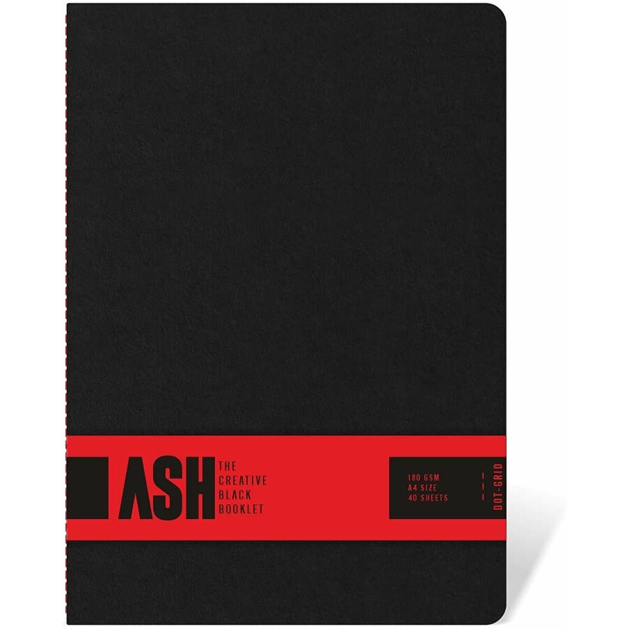 Anupam Ash Booklet Sketbook - Acid Free - Matte Black Dotted Grid Page - 180 Gsm - 40 Pages - A5 (Pack Of 2)
