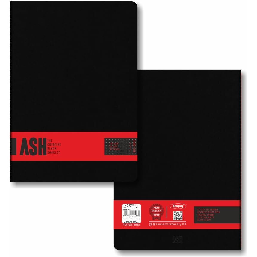 Anupam Ash Booklet Sketbook - Acid Free - Matte Black Dotted Grid Page - 180 Gsm - 40 Pages - A5 (Pack Of 2)