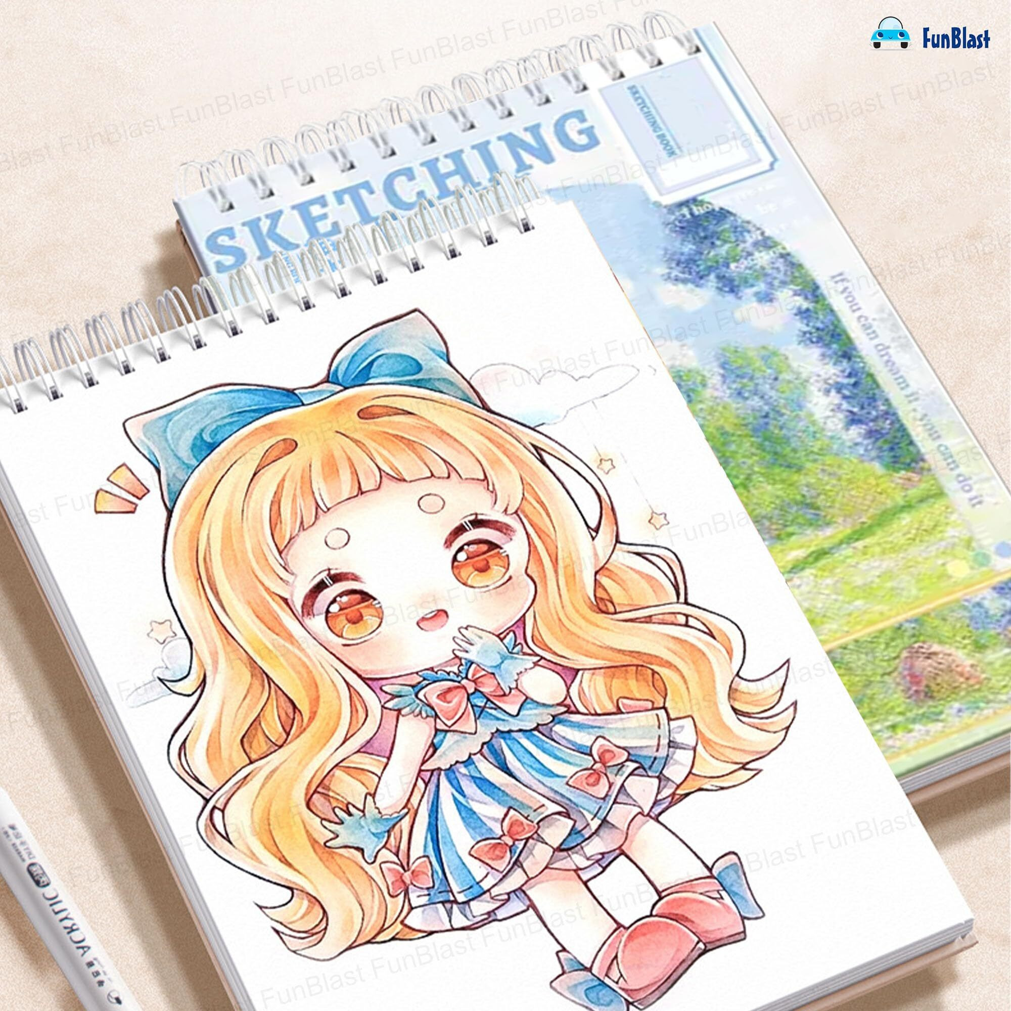 Funblast Sketching Book For Artist, A3 Thickened Sketchpad For Artist, Students Hand-Painted Colored Lead Picture Album Sketch Book For Painting, Drawing, Art & Craft Work (Panda, A3)
