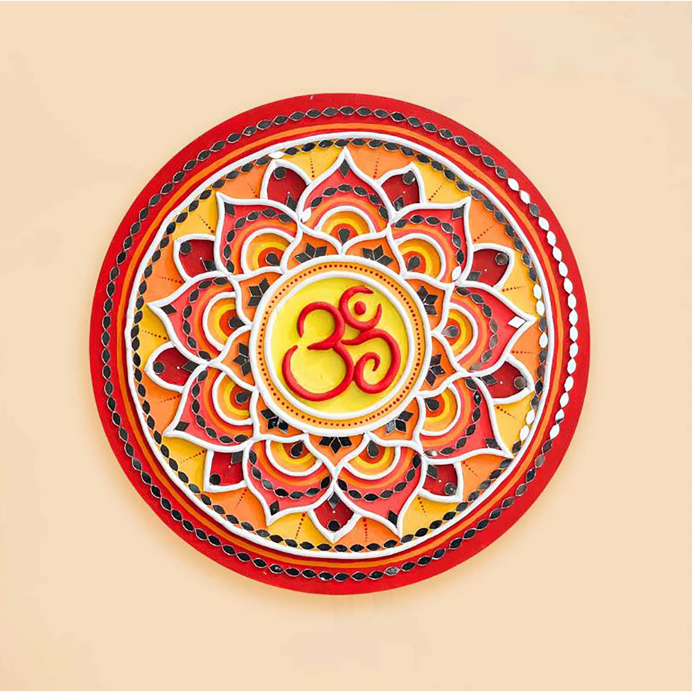 Hobby India Diy Mandala Lippan Art Work Painting Kit With Acrylic Colour For Kids Pre Marked Round Mirrors With Wall Decor Wall Hanging Office Home