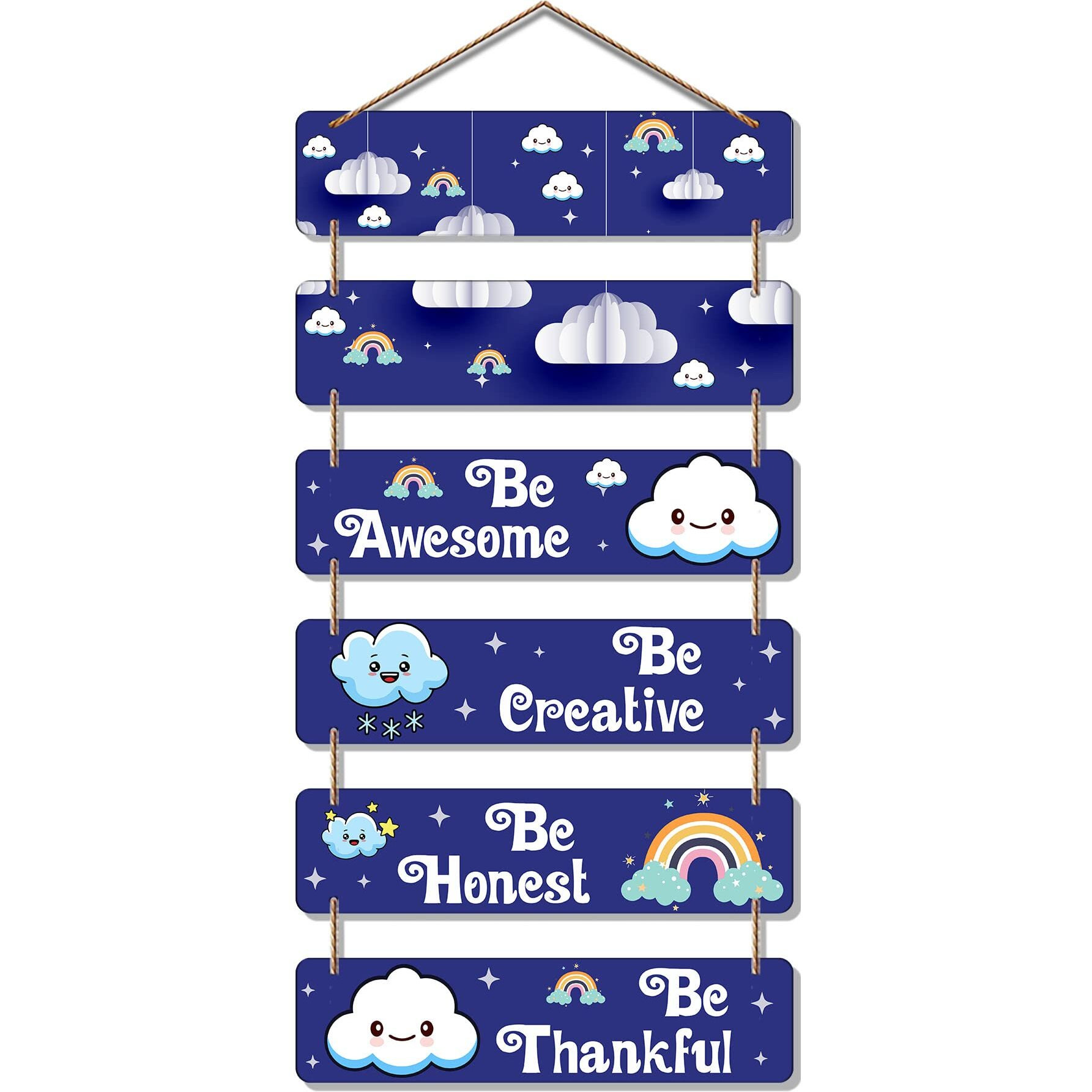 Artvibes Decorative Wall Hanging Wooden Art Decoration Item For Kids Room | Living Room | Bedroom | Home Decor | Gifts | Quotes Item | Mdf Modern Artworks Item,Set Of 6(Wh_32102N)