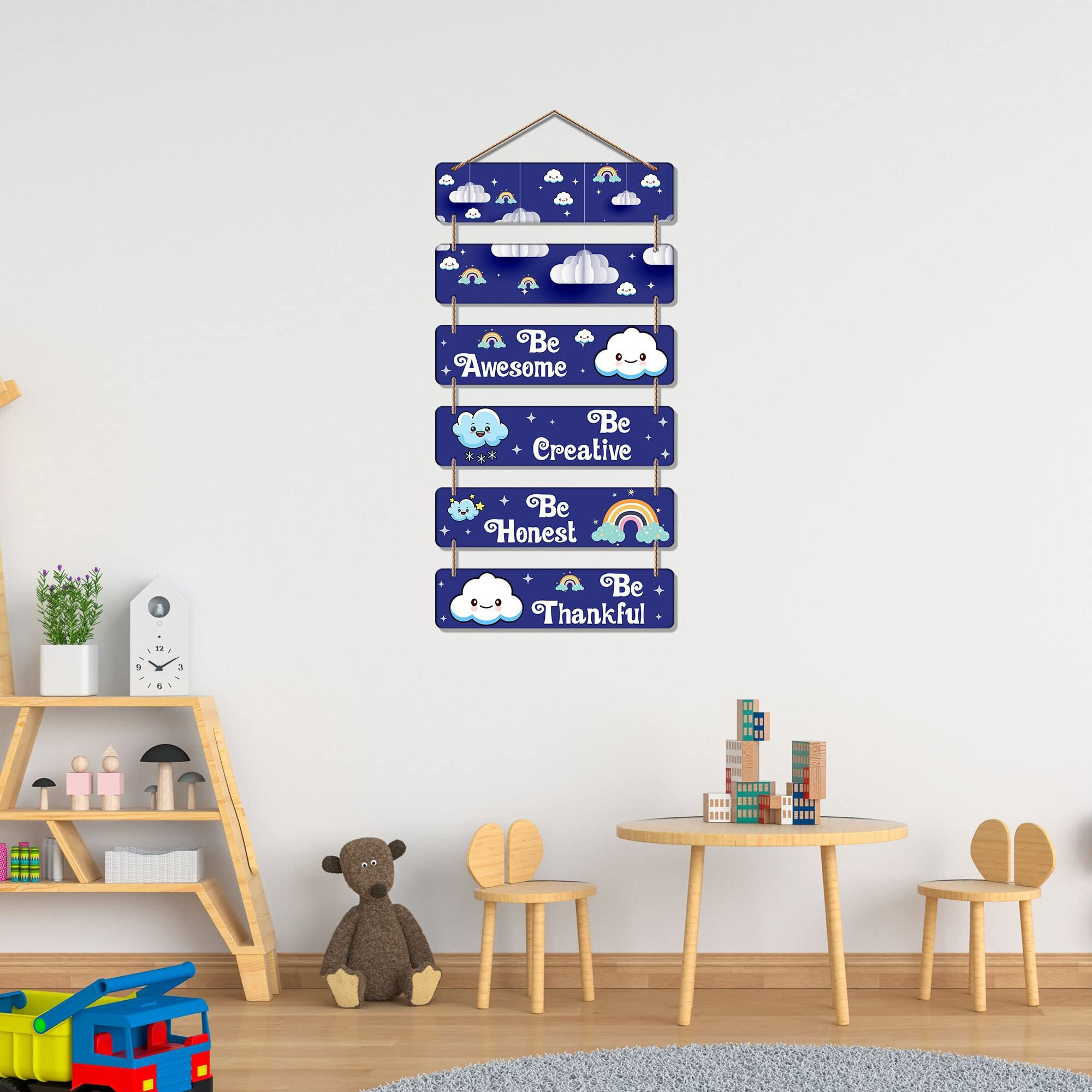 Artvibes Decorative Wall Hanging Wooden Art Decoration Item For Kids Room | Living Room | Bedroom | Home Decor | Gifts | Quotes Item | Mdf Modern Artworks Item,Set Of 6(Wh_32102N)