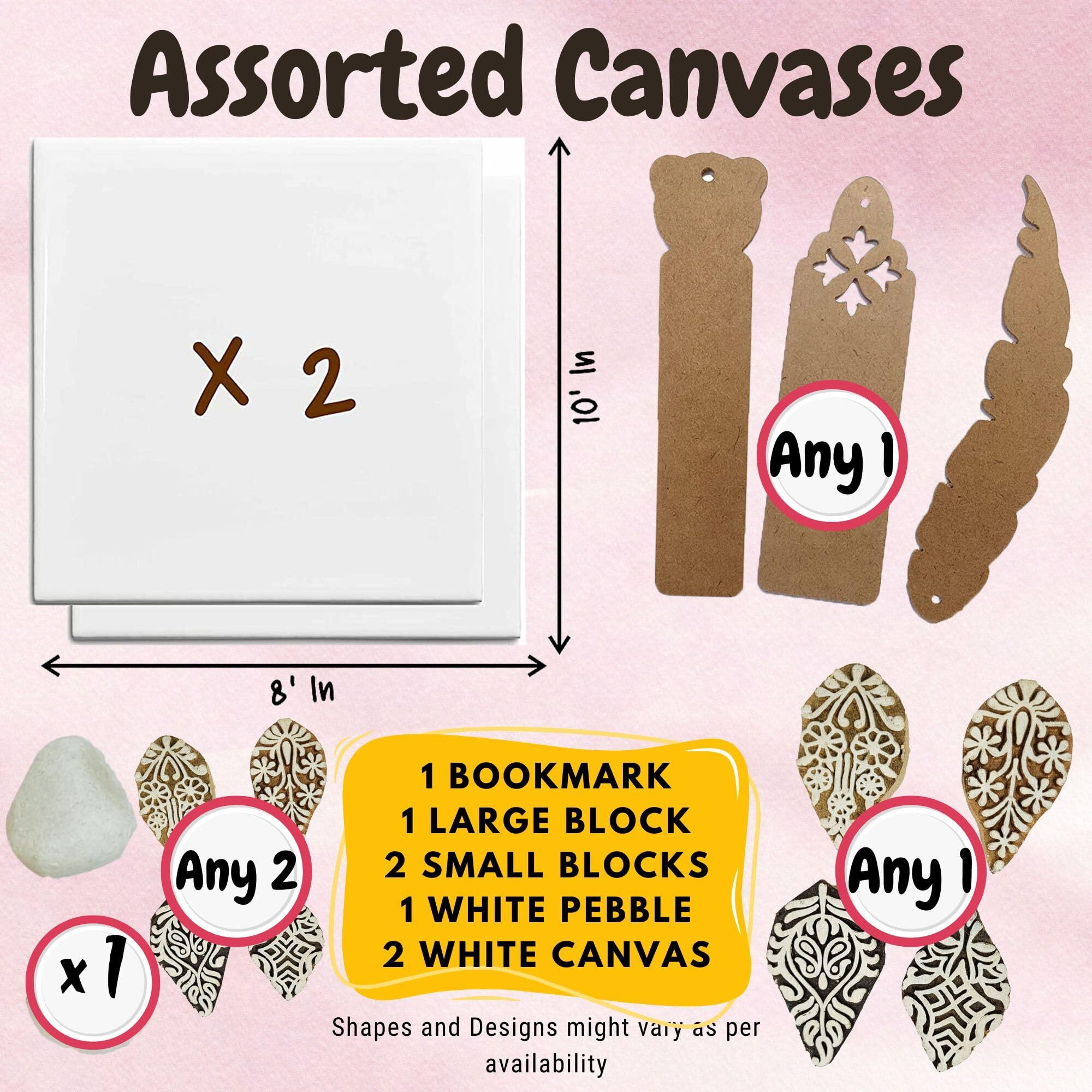 Indikonb 40 Pc Canvas Painting Kit For Kids | Art Supplies Set With Easel, Paints, Brushes, Mdf Shapes, Shells & Palette | Birthday & Return Gift For Young Artists