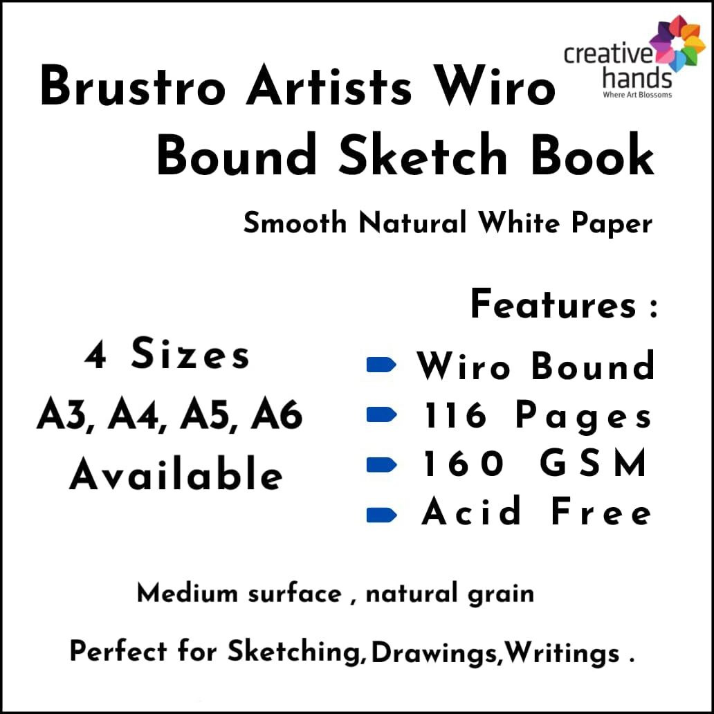 Brustro Artists Sketch Book A6 Size Stitched Bound 156 Pages 90 Gsm, And Sketchbook A6 Size Wiro Bound, 116 Pages, 160 Gsm (Acid Free)