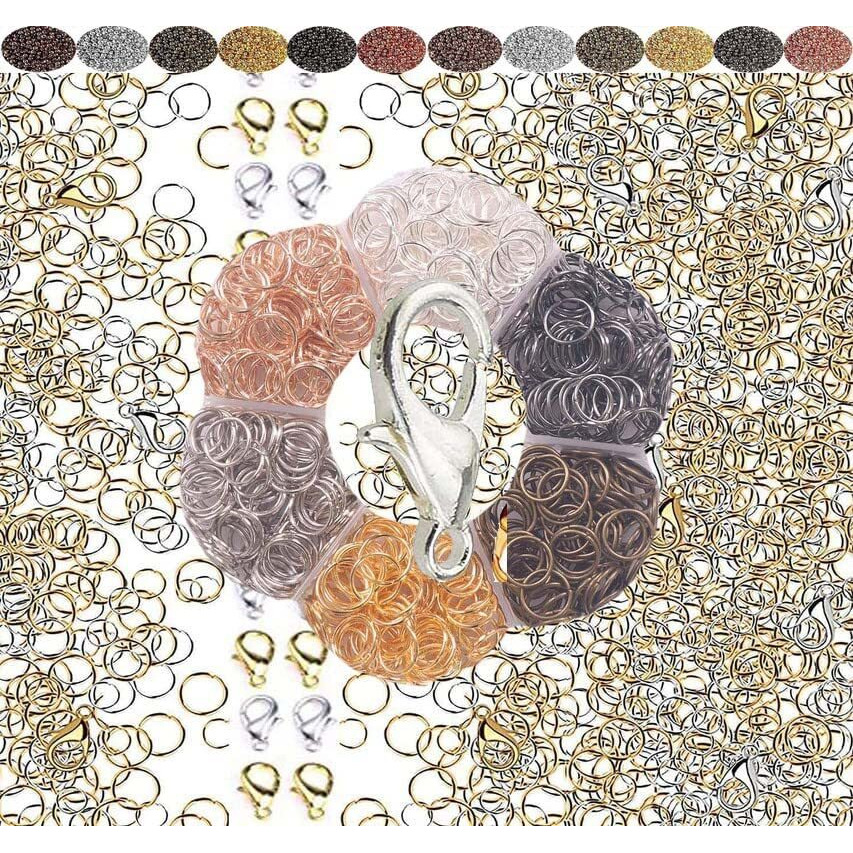 Diy Crafts 300 Grm, Silver, Jewelry 1100+ Jump Rings & 20 Pcs Lobster Claw Clasps, Open Jump Rings 4Mm - 10Mm For Jewelry Making Key Rings Necklace Repair Craft (300 Grm, Silver)