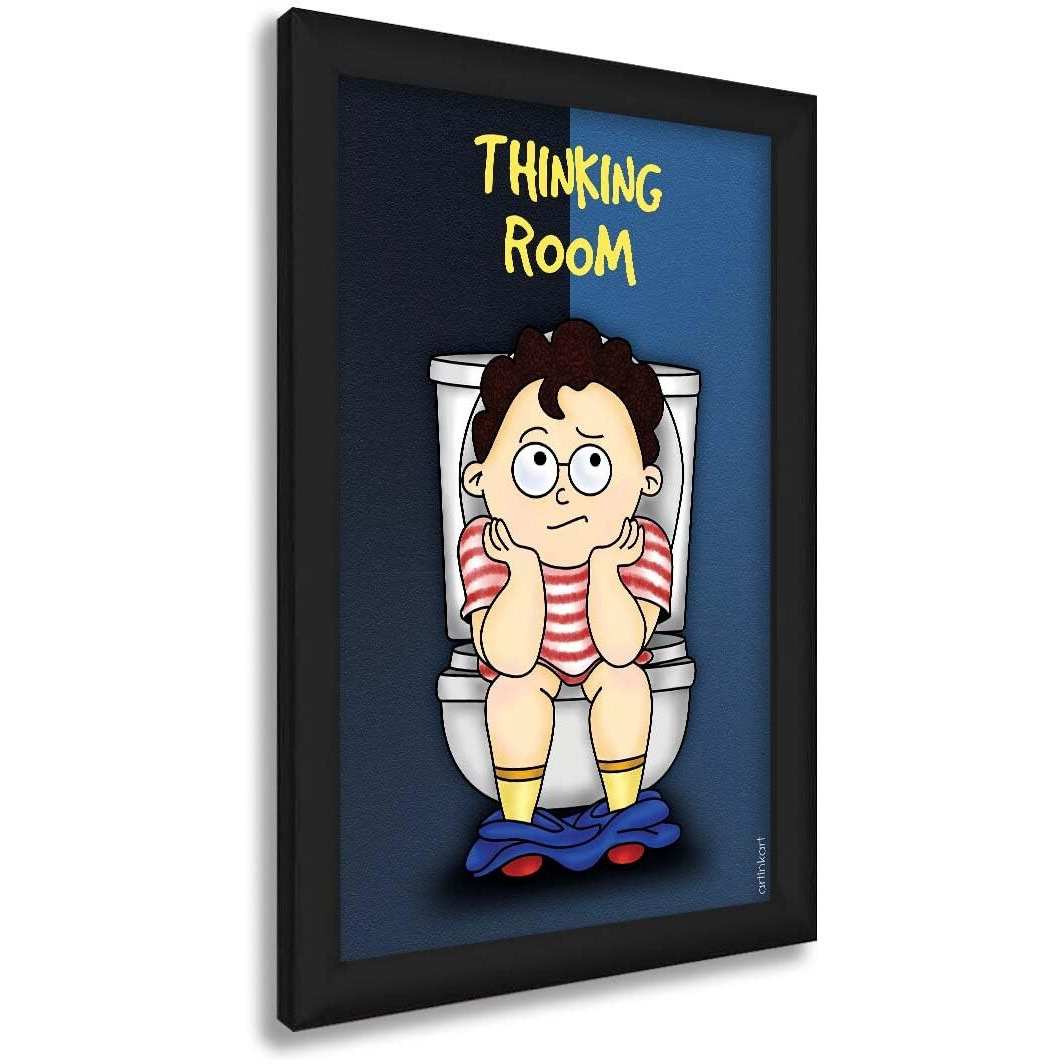 Artinkart- Thinking Room Framed Poster, Washroom Posters Funny With Frame, Bathroom Posters With Frame, Toilet Posters Funny For Office, Home (Synthetic Wood, 9.5X13.5 Inch)