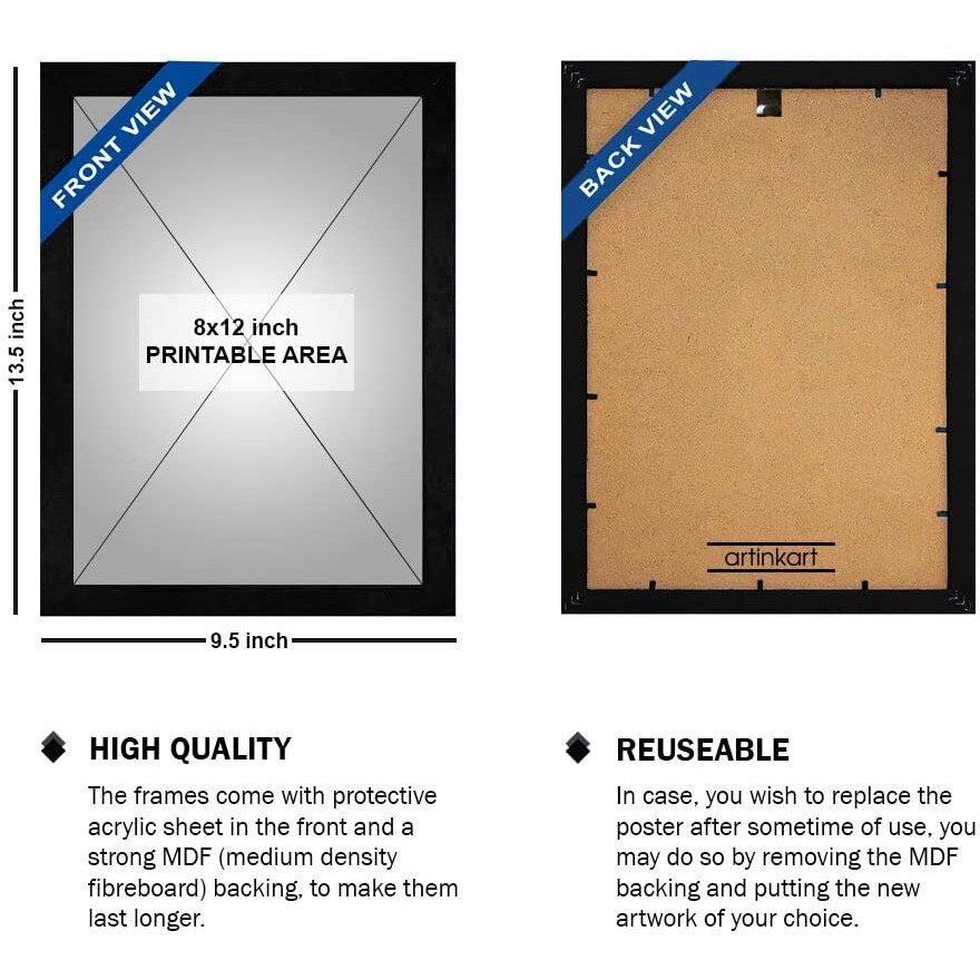 Artinkart- Thinking Room Framed Poster, Washroom Posters Funny With Frame, Bathroom Posters With Frame, Toilet Posters Funny For Office, Home (Synthetic Wood, 9.5X13.5 Inch)