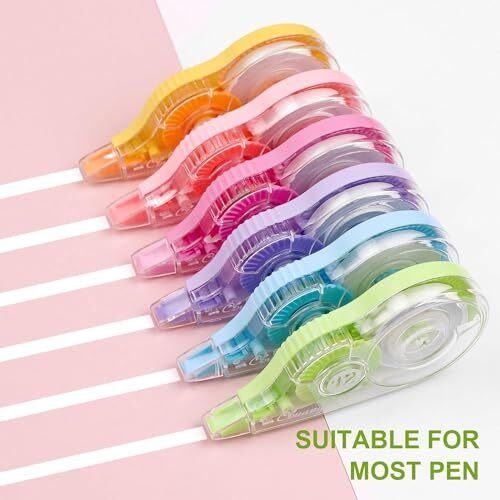 Eclet Correction Tape - Pack Of 3 Pcs Correction Tape 18 Meter X 5 Mm, For Journal, Correction Pen, Whitener For Correction, Stationary Items, Correction Pen Tape (Any 3 Random Color Sent) A