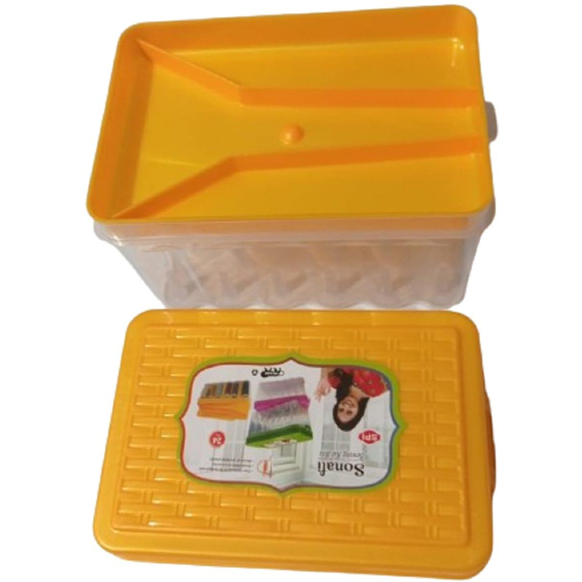 Korzystny 24 Reels Storage Sewing Supplies Organizer Rectangular Empty Plastic Tailoring Accessories Box Thread Button Storage Needle Box Big Size 24 Spools Tailor Kit (Multi)