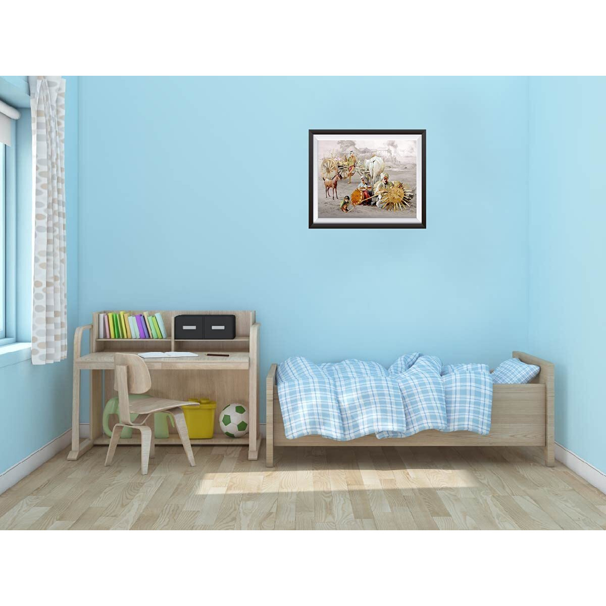 Treemaison Paper Village Scene - Vastu Remedy, Painting Village Scene Without Frame, 17 Inch