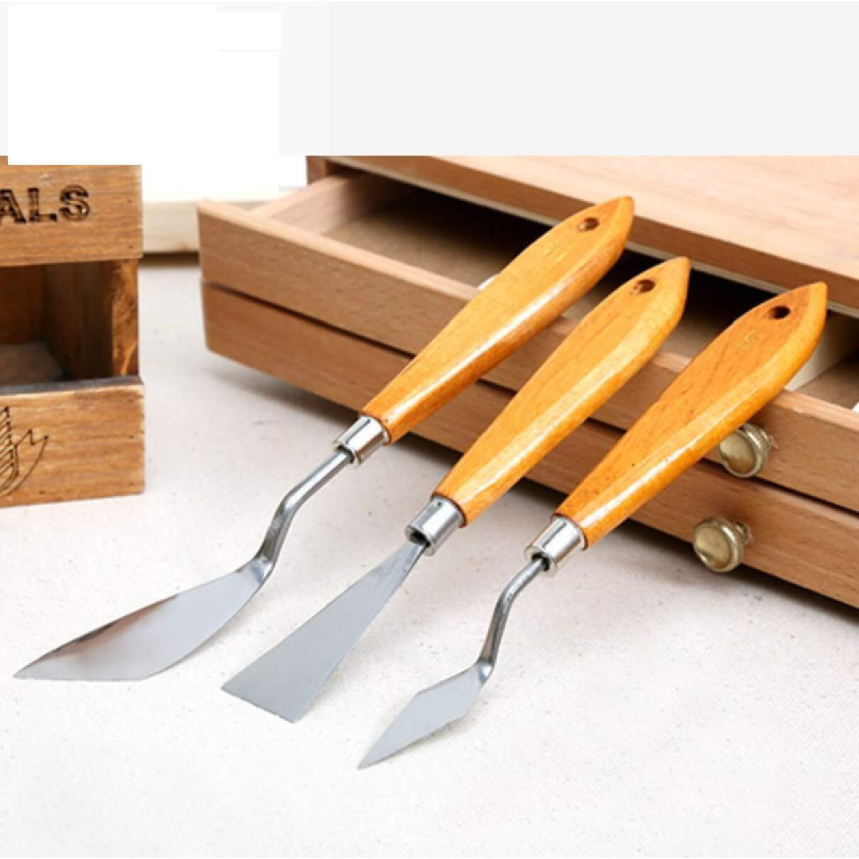 EsKube 3 Pcs Stainless Steel Artists Palette Knife Set, Spatula Palette Knife Scraper For Mixing Paint, Thin And Flexible Art Tools For Oil Painting, Acrylic Mixing, Etc.