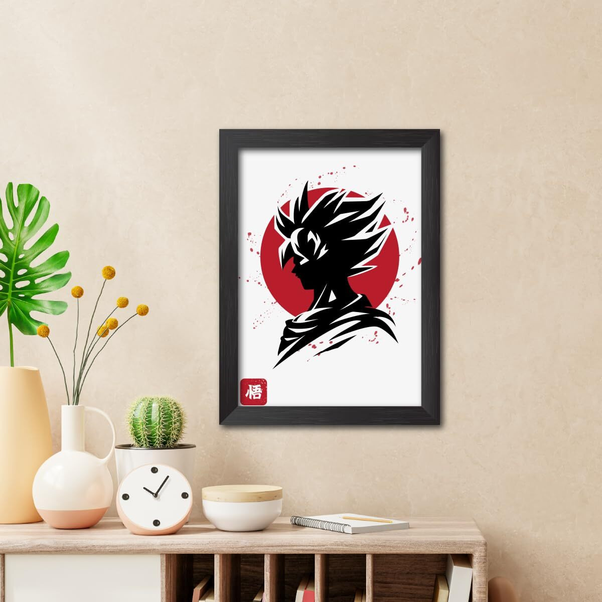 Tenorarts Goku Poster Dragon Ball Z Anime Laminated Poster Framed Painting With Matt Finish Black Frame (12Inches X 9Inches)