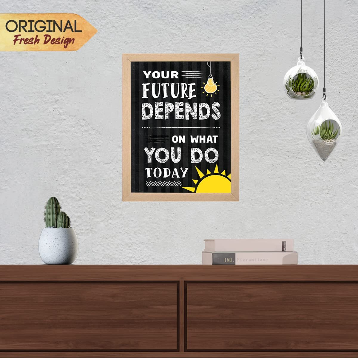 Chaka Chaundh Acrylic-Motivational Quotes Frames-Framed Posters -Today Quotes Frames For Office,Student,Entrepreneur-Future Quotes Wall Frames(Your Future-Black Vintage), 2 Cm