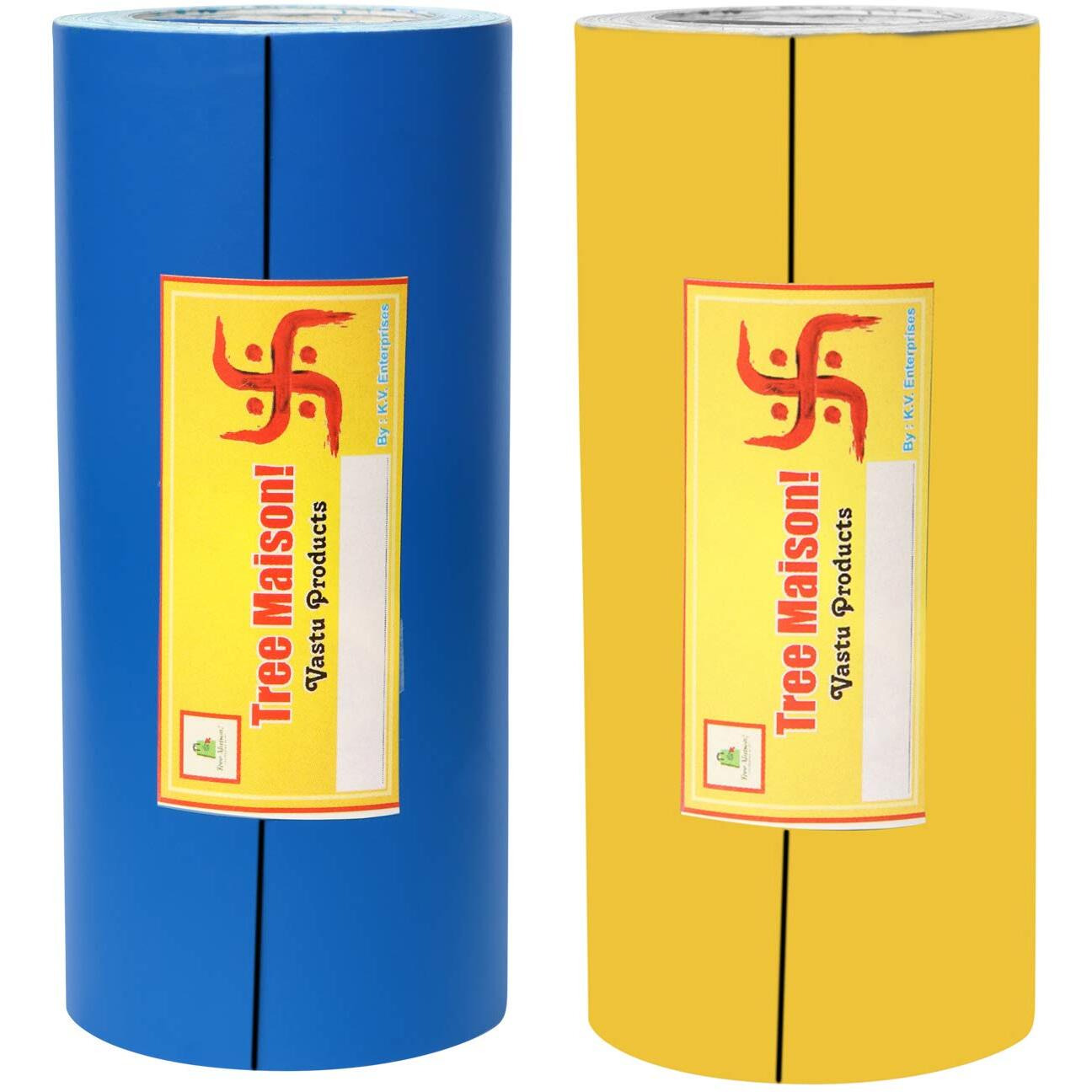 Treemaison Vastu Combo Of Blue-Yellow Color Tape | Size - 4 Inch| Length- 8 Feet (Approx) | Vastu Remedy For Toilet | Main Door Entrance | | Tape Remedy | Pack Of 2