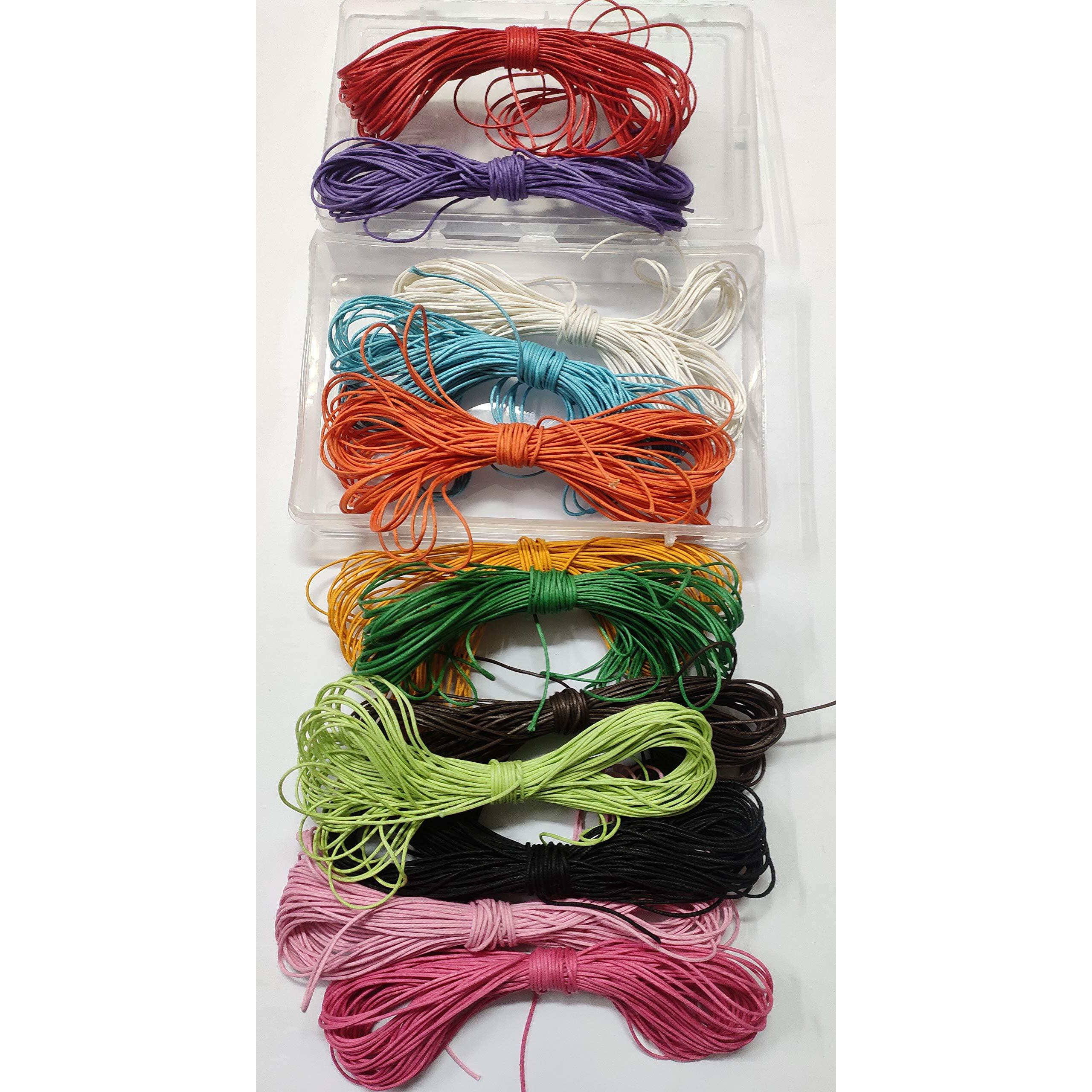 Omx 12 Colours, 0.5 Mm (Total - 120 Mtr - 10 Mtr Each Colour) Waxed Cotton Cord, Waxed Thread Braided Strings For Craft Making, Diy, Beading, 12 Colors, 10 Meters Each (Set No. 2)