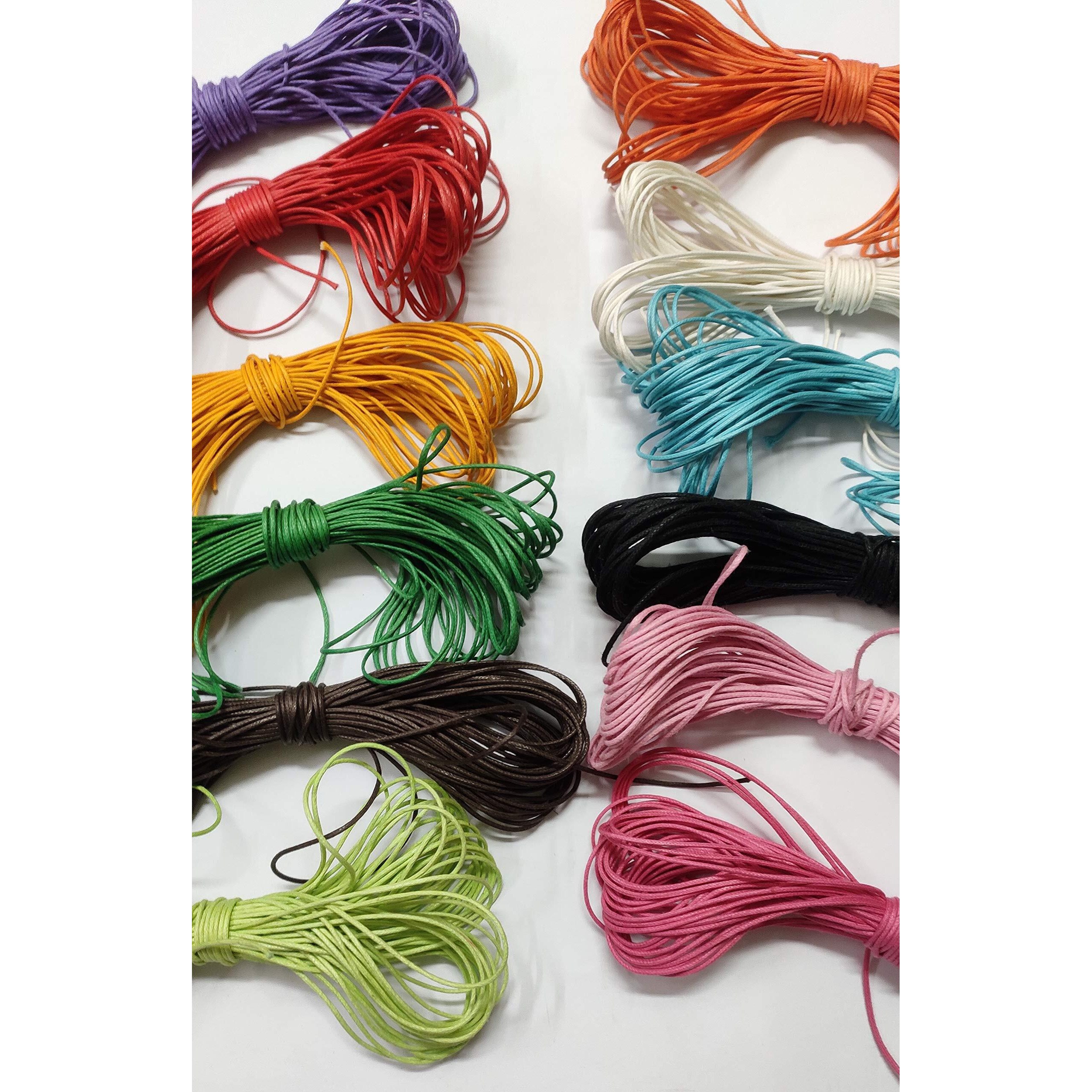 Omx 12 Colours, 0.5 Mm (Total - 120 Mtr - 10 Mtr Each Colour) Waxed Cotton Cord, Waxed Thread Braided Strings For Craft Making, Diy, Beading, 12 Colors, 10 Meters Each (Set No. 2)