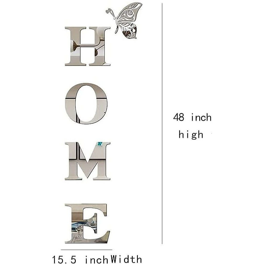 Meraki Mart Home Wall Stickers Non Glass 3D Acrylic Wall Mirror Sticker Diy Tiles Wall Decoration Decor Art For Bedroom, Office, Living Room, Home, Garden, Washroom - 47.2 X 15.7 Cm,1 Set (Silver)