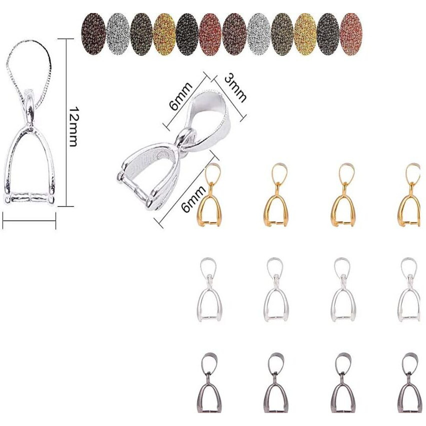 Diy Crafts 190 Pcs, Antique Bronze, Brass Pinch Bails Pinch Clip Bail Clasp Dangle Charm Bead Pendant Connector Findings For Pendants Necklace (190 Pcs, Antique Bronze)