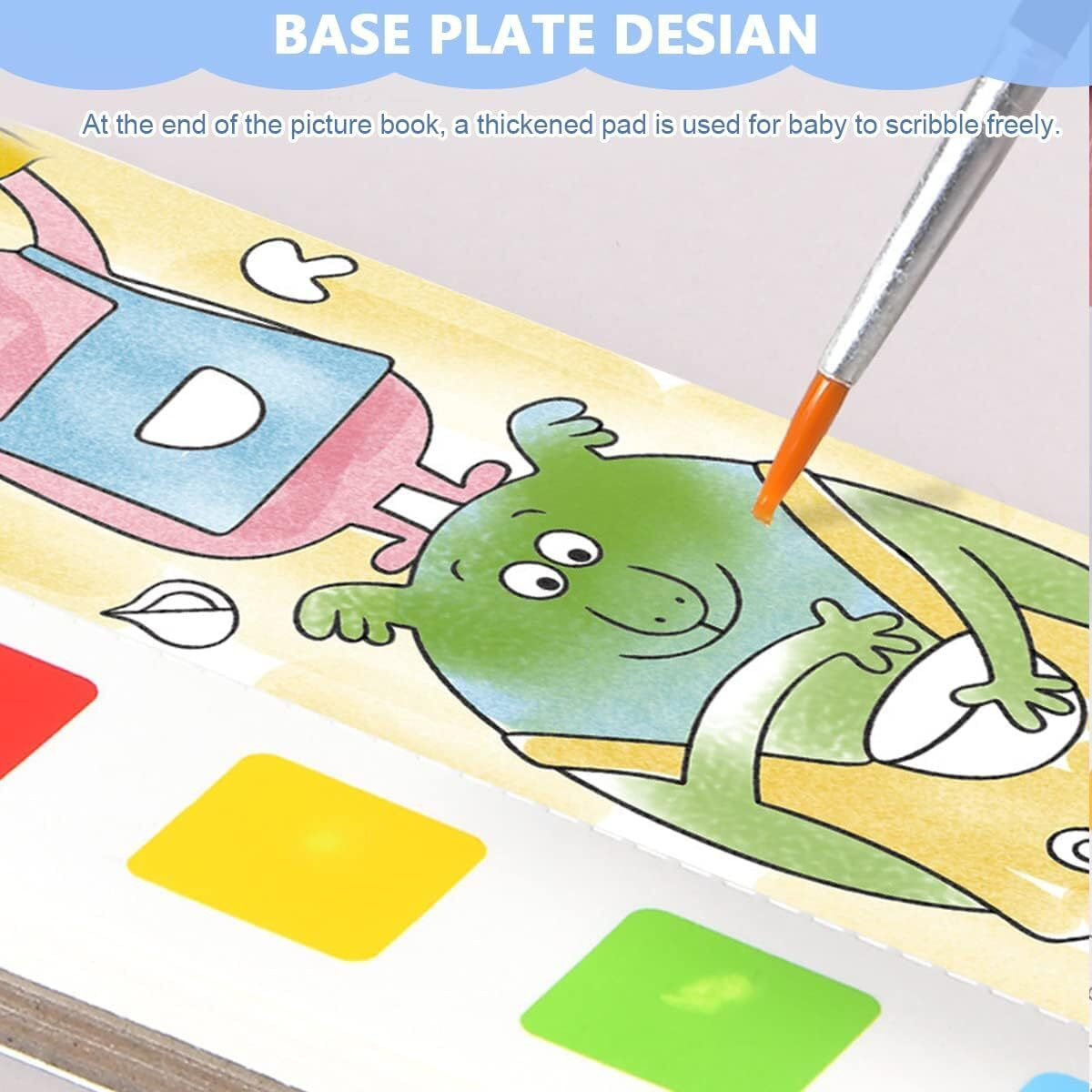 Qolixs Pocket Watercolor Book 20 Sheets Water Painting Patterns Book With Art Brush For Kids Toddle Cartoon Painting Kit Children Watercolor Paint Book | Portable Pocket Travel Watercolor Kit