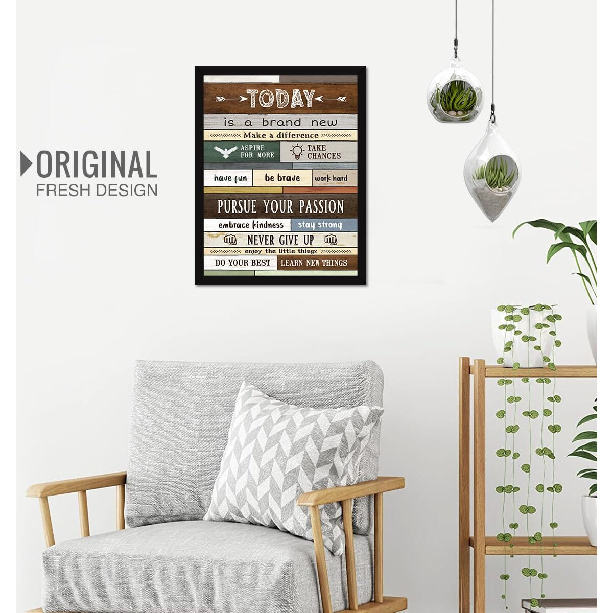 Chaka Chaundh Inspirational Wall Art For Office Quotes - Today Rules Framed Wall Art For Bathrooms - Motivational Modern Office Decor Framed Art Wall Dcor For Man And Women - (14 X 11 Inches)