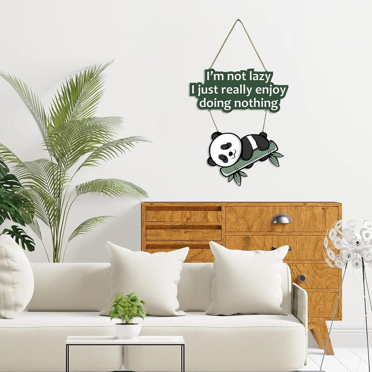 Metvan Lazy Panda Printed Wooden Wall Hanging With Quotes For Home Decor | Office | Gifts | Living Room | Bedroom | Wooden Decorative Items | Modern Painting | Artworks Decoration