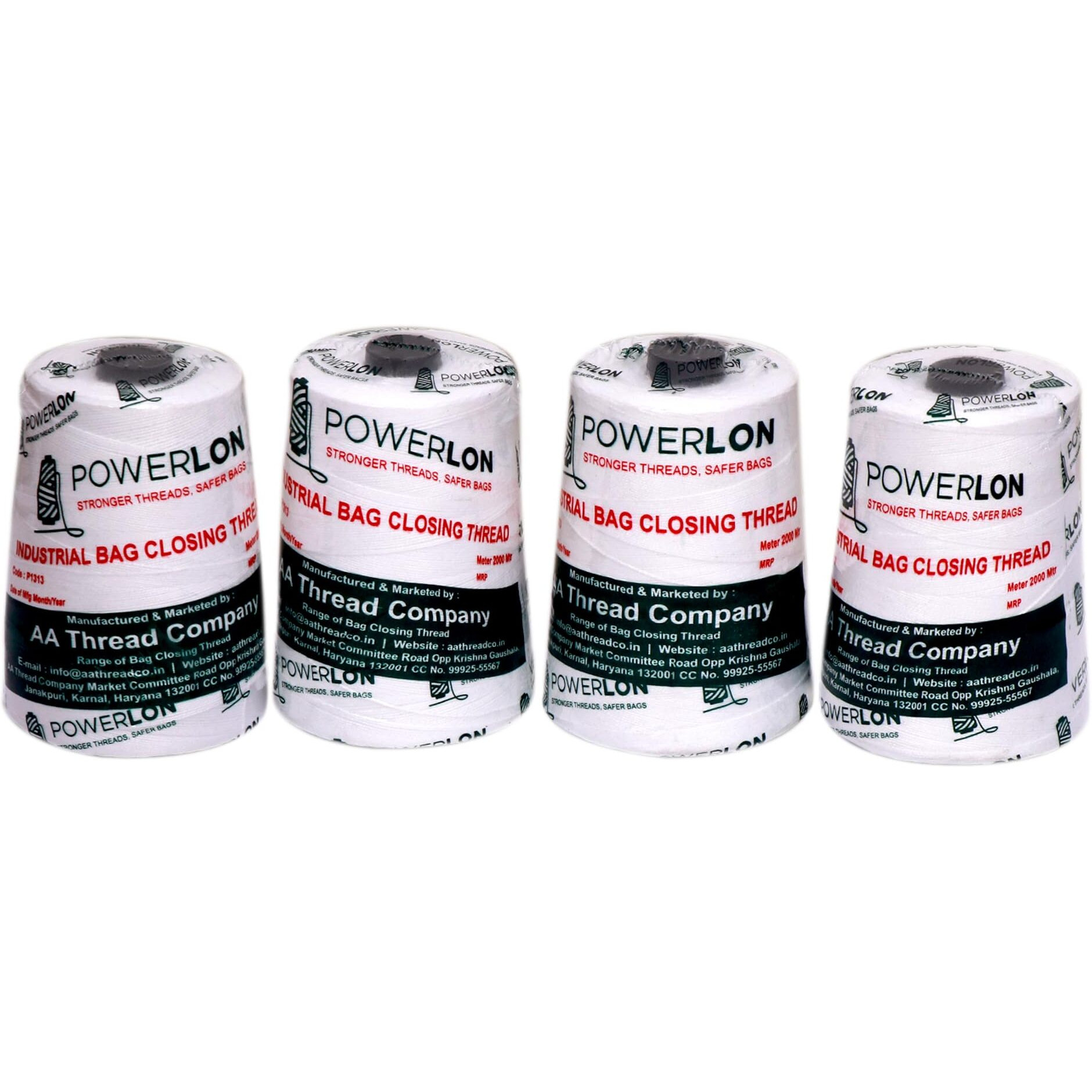Powerlon White Polyster Bag Closer Thread 2000 Mtr (Pack Of 4)