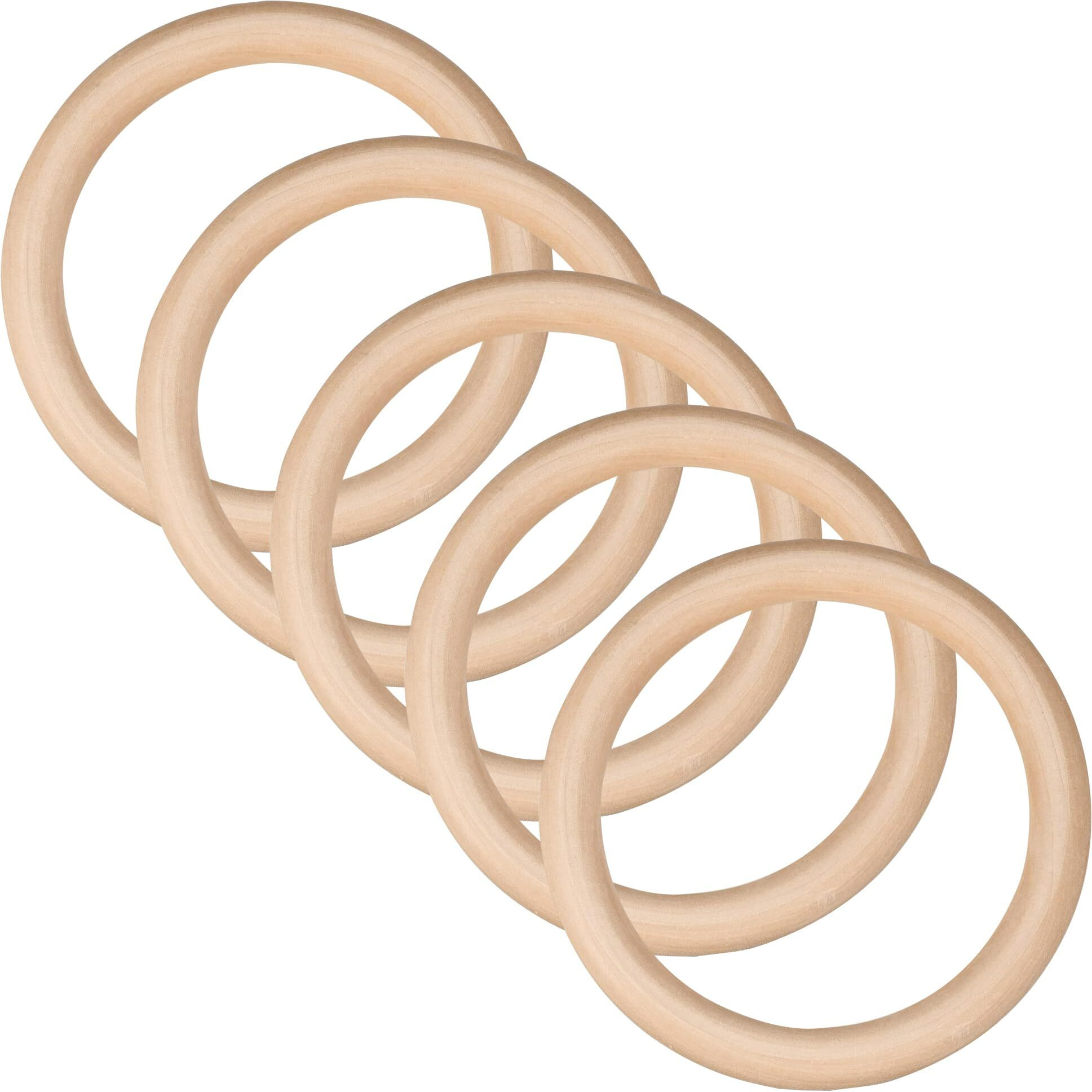 Resonant Craft 5 Pieces Wooden Rings For Macram & Craft 130Mm (5 Inch) Natural Wood Rings Without Paint Smooth Unfinished Wood Circles For Craft Diy Baby Teething Ring Pendant Jewelry Making