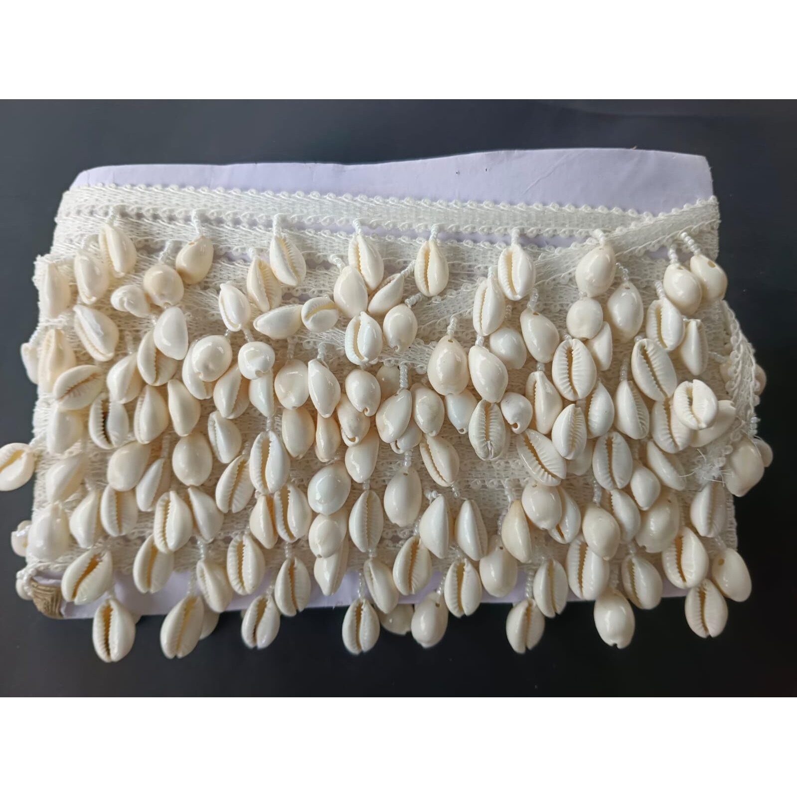 Nnj Group Stylish Sea Shell Kodi Lace Border With Gota Trim & Latkan Fringe  8.5 Meters For Saree, Suit, & Dupatta Embellishments (Kodi Lace)
