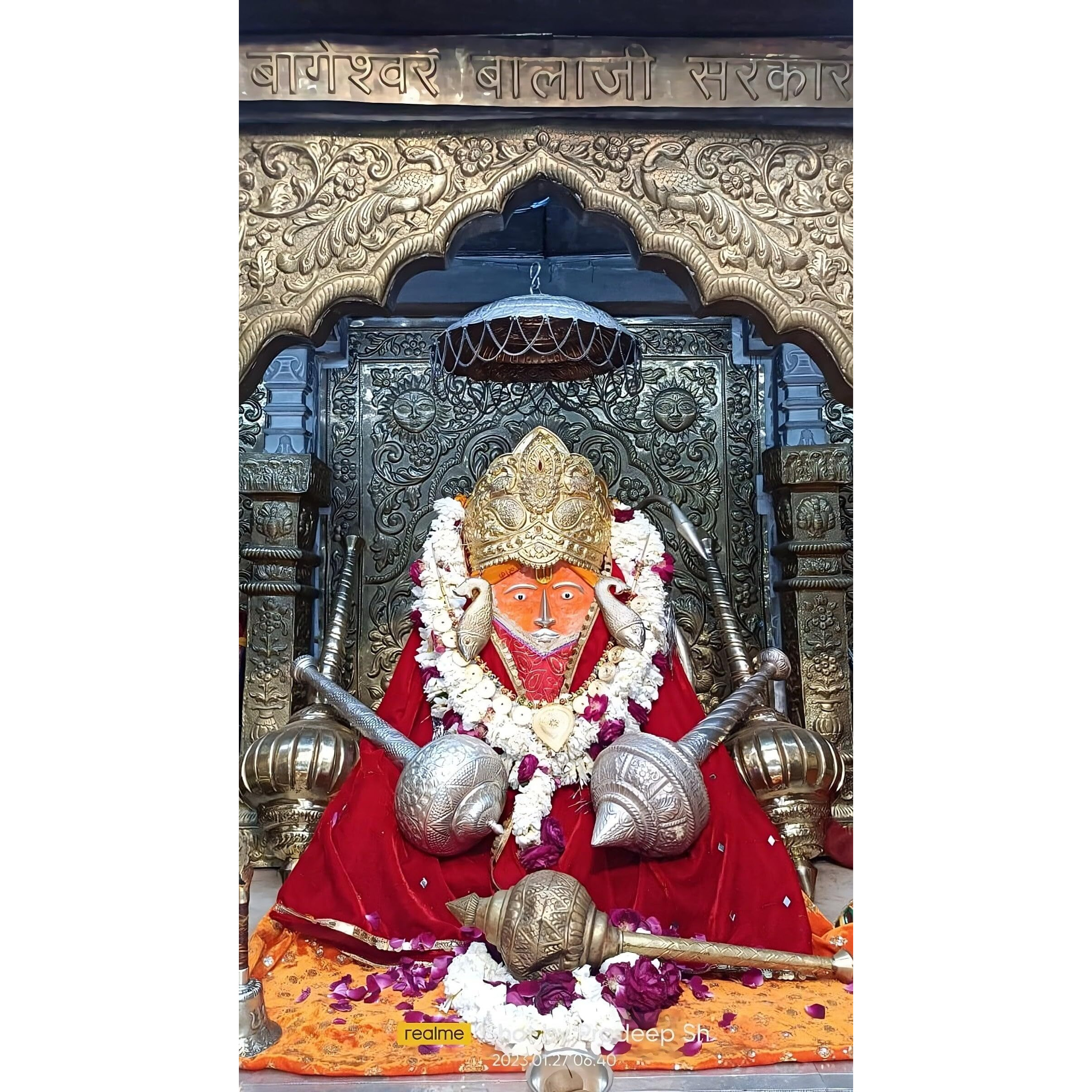 Jadoun Bageshwar Balaji (Hanuman Ji) Wooden Photo Frame - Size 8X12 Inchse