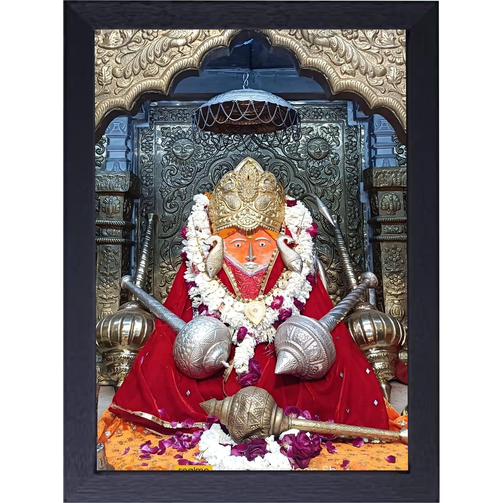Jadoun Bageshwar Balaji (Hanuman Ji) Wooden Photo Frame - Size 8X12 Inchse