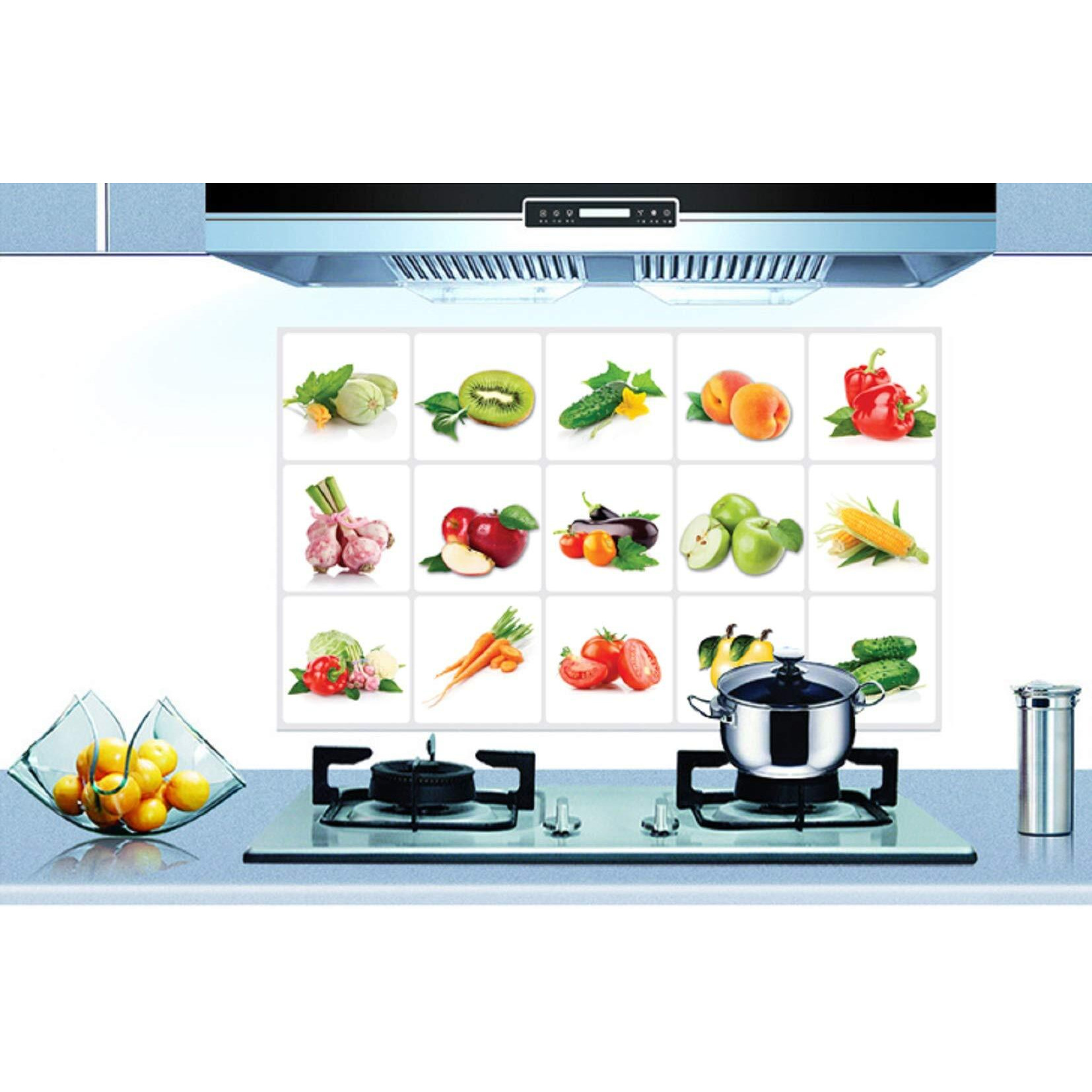 Jaamso Royals Oilproof Removable Diy Fruit & Vegetables Wall Stickers Wall Decal Art Decor Self Adhesive Wallpaper For Kitchen Decor (Vegetable Pattern)(45Cm X 75 Cm)