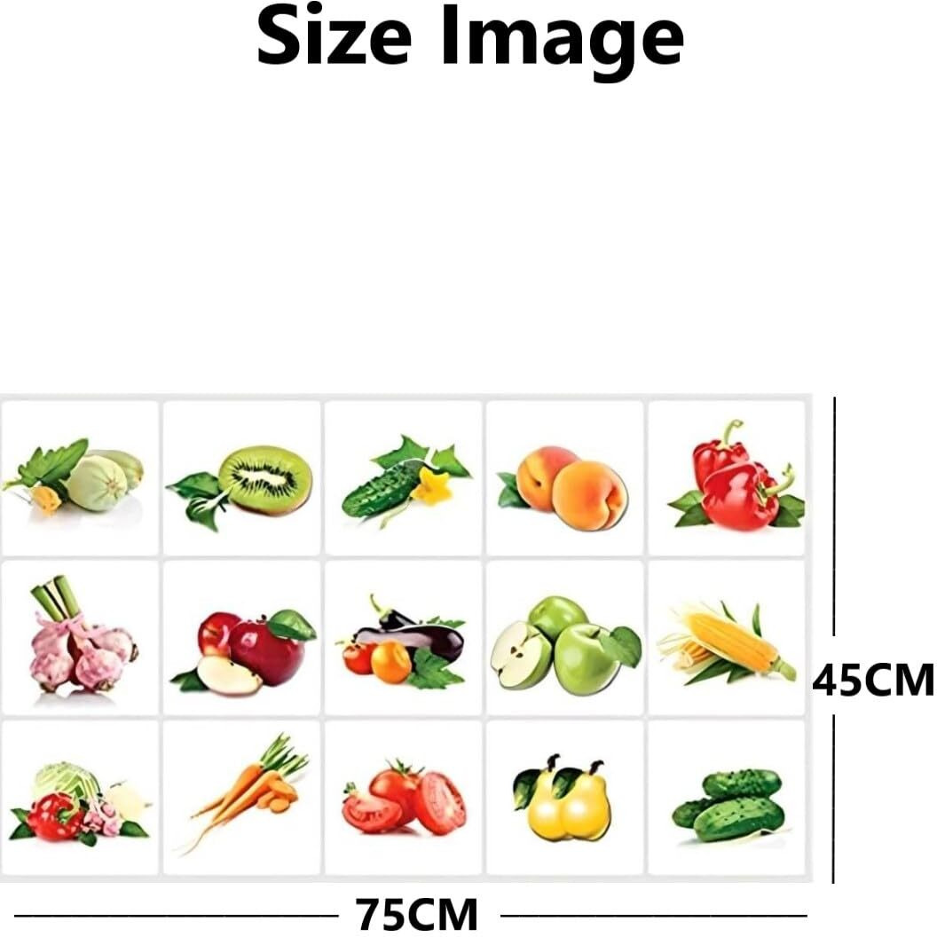 Jaamso Royals Oilproof Removable Diy Fruit & Vegetables Wall Stickers Wall Decal Art Decor Self Adhesive Wallpaper For Kitchen Decor (Vegetable Pattern)(45Cm X 75 Cm)