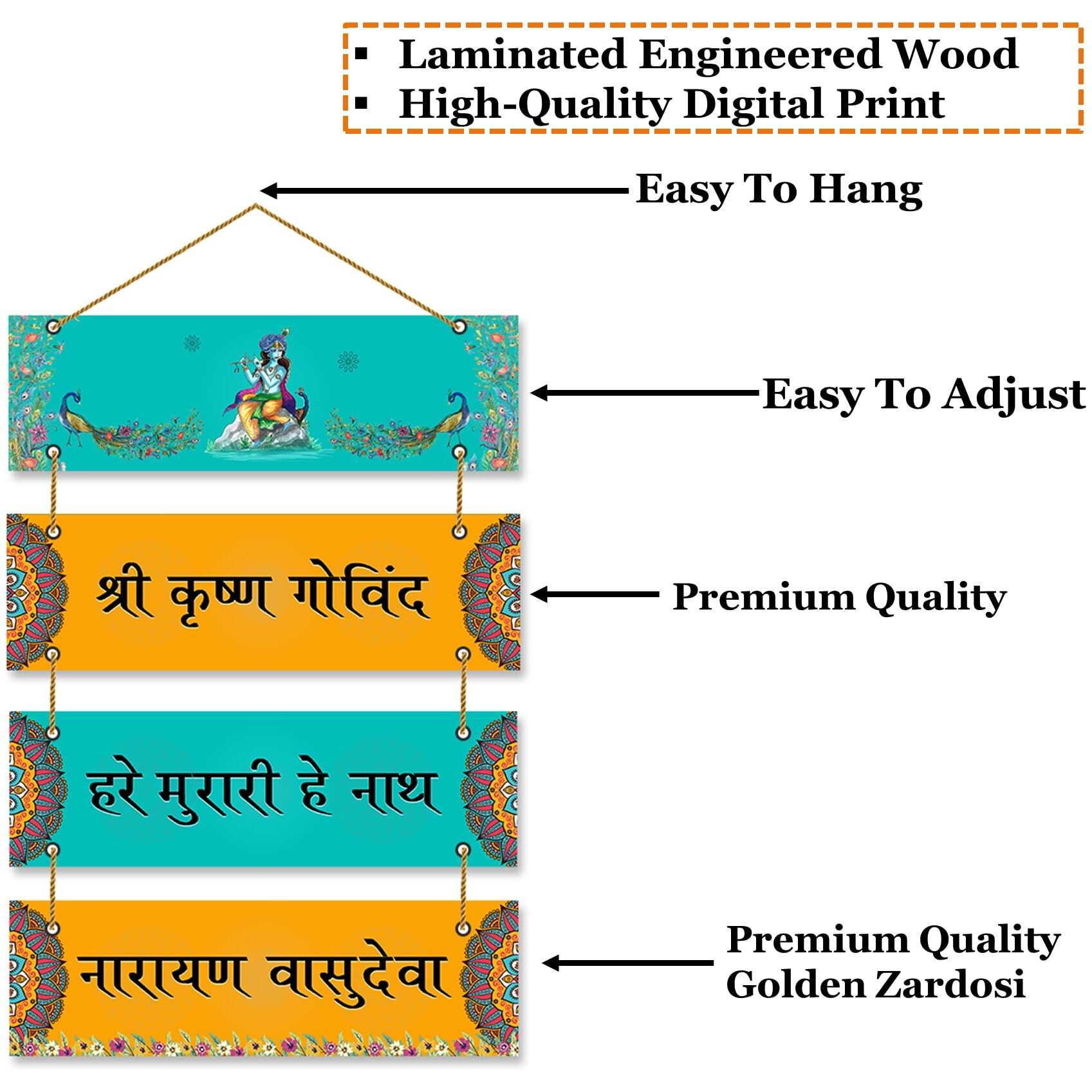 Parkota House Decorative Wall Hanging Wooden Art Decoration Item For Living Room | Bedroom | Home Decor | Gift | Quotes Decor Item | Wall Art For Hall | Mdf Wall Decoration, Set Of 4