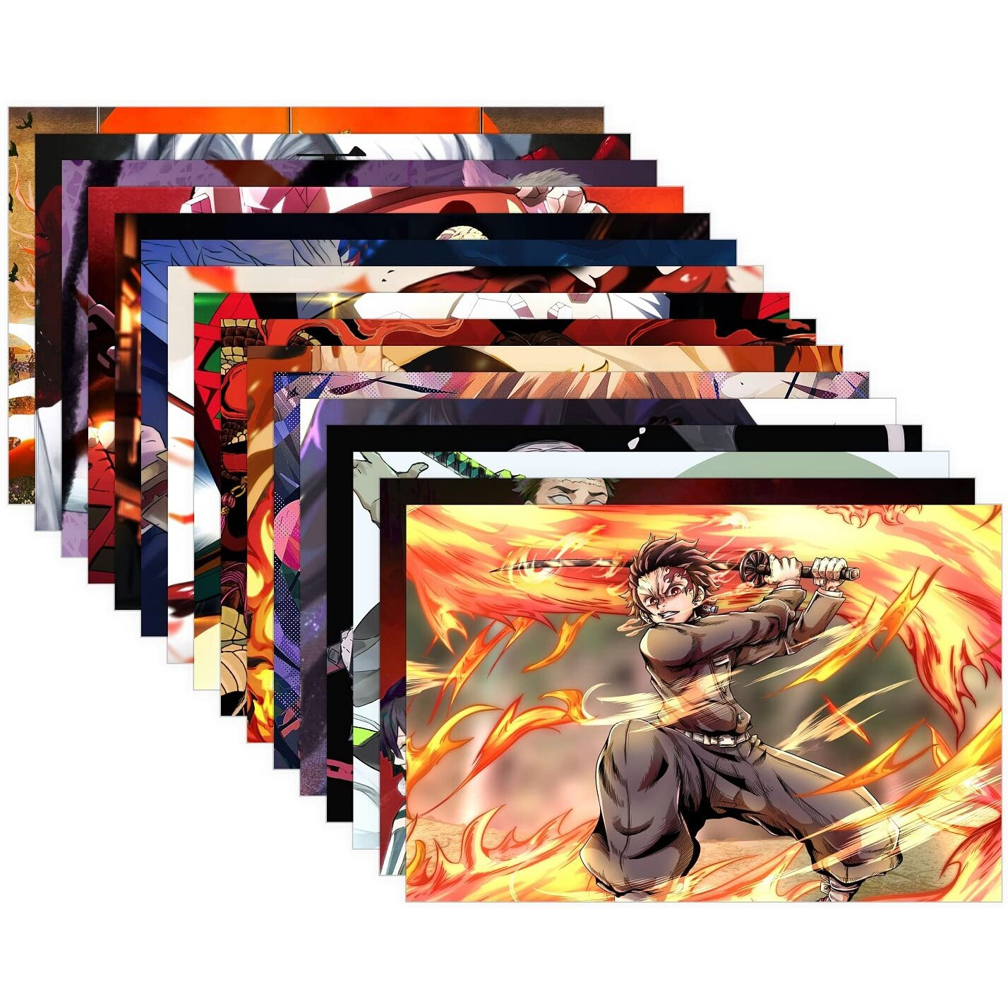 Printnet Pack Of 16 Demon Slayer Poster | Tanjiro Kamado Photo Set | Anime Poster | Hd Photos Unframed, Multicolour (8.2 X 11.7 Inches) (Size - A4)