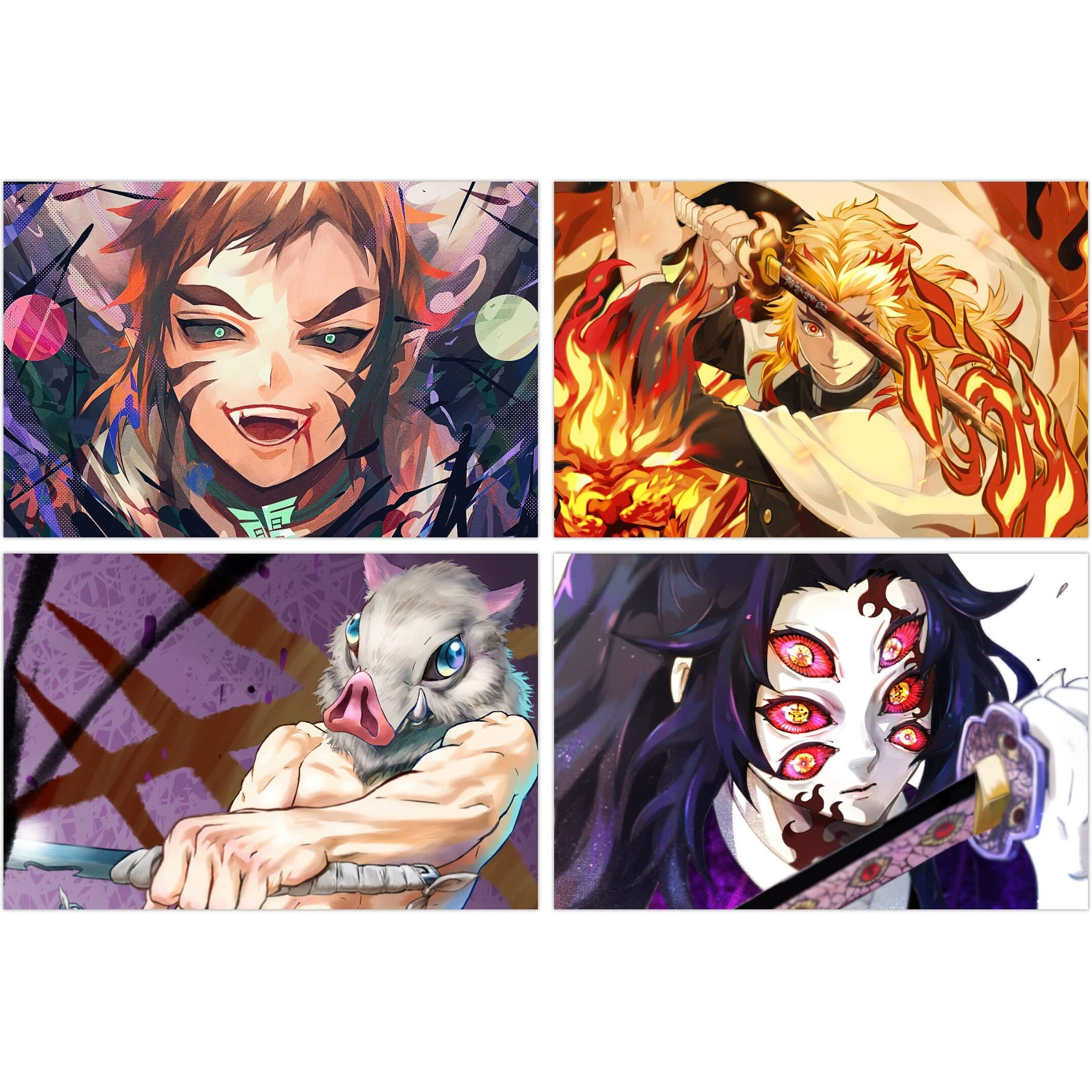 Printnet Pack Of 16 Demon Slayer Poster | Tanjiro Kamado Photo Set | Anime Poster | Hd Photos Unframed, Multicolour (8.2 X 11.7 Inches) (Size - A4)