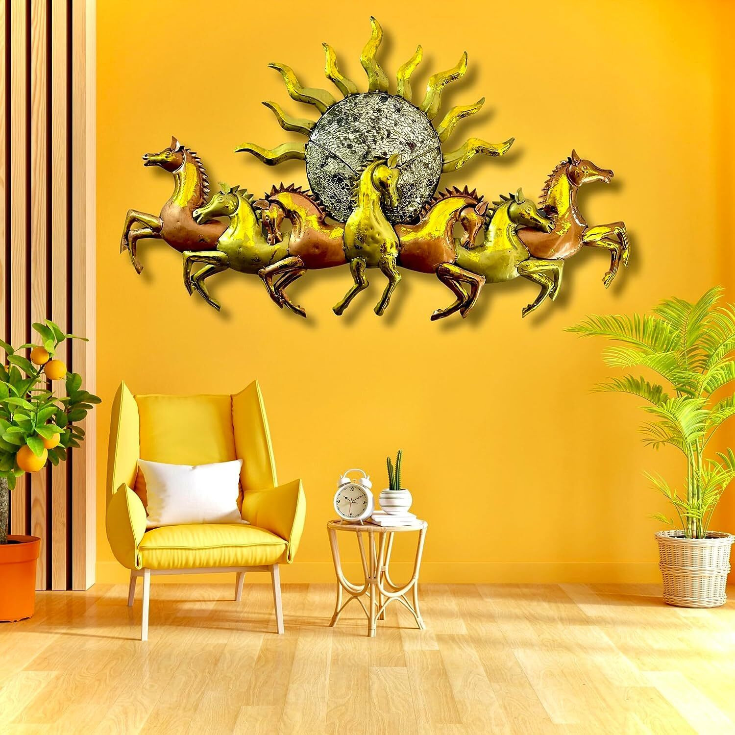 Anshika International 7 Horse Vintage Metal Wall Art Frame, Wall Hangings For Home Decoration, Wall Sculpture For Living Room, Wall Hanging Decorative Items (Size 47X27 In)